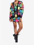 Social Collision Rainbow Retro Patchwork Knit Skirt, MULTI, alternate