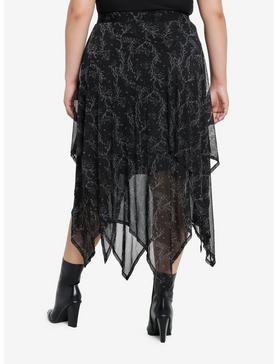 Plus Size Cosmic Aura Moths & Branches Tiered Mesh Skirt Plus Size, , hi-res