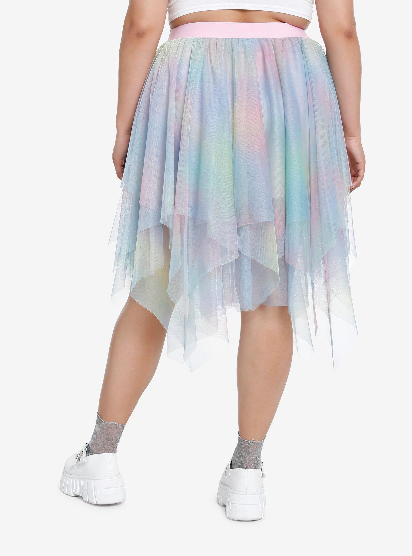 Sweet Society Rainbow Hanky Hem Tulle Skirt Plus Size, MULTI, alternate