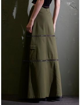 Social Collision Green Zip-Off Maxi Skirt, , hi-res
