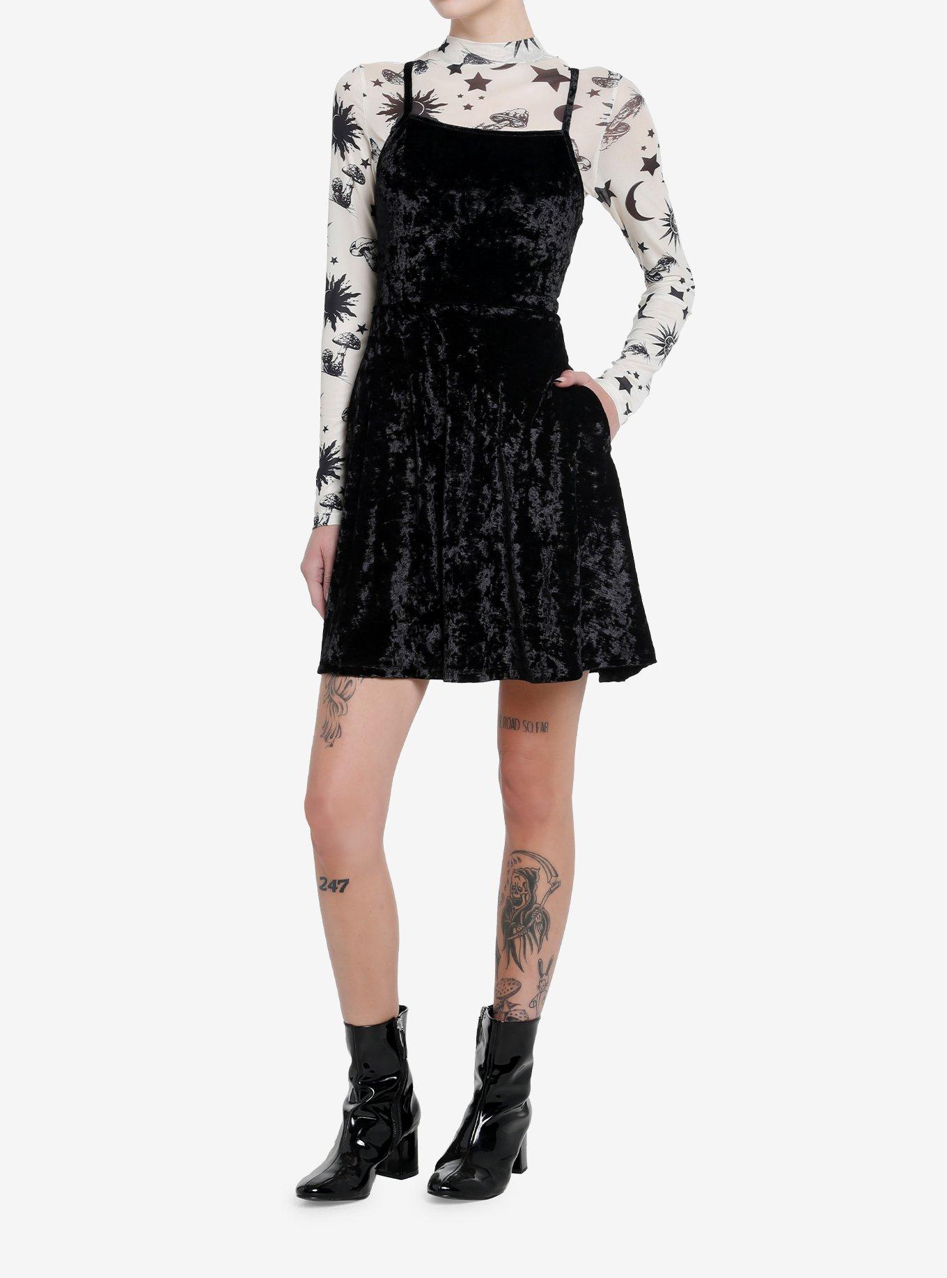 Cosmic Aura Celestial Mesh Velvet Twofer Dress, CELESTIAL, alternate