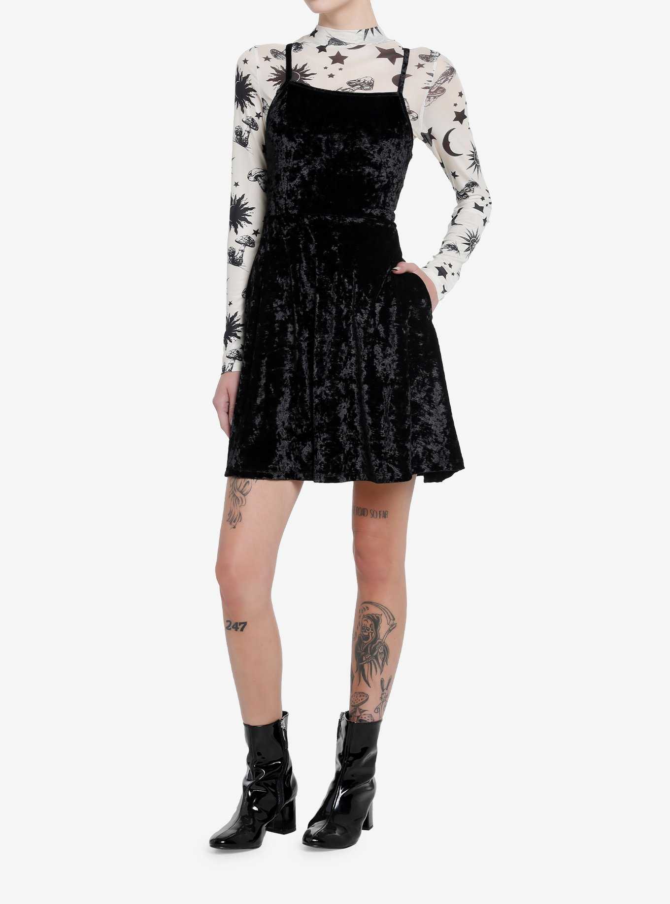 Cosmic Aura Celestial Mesh Velvet Twofer Dress, , hi-res