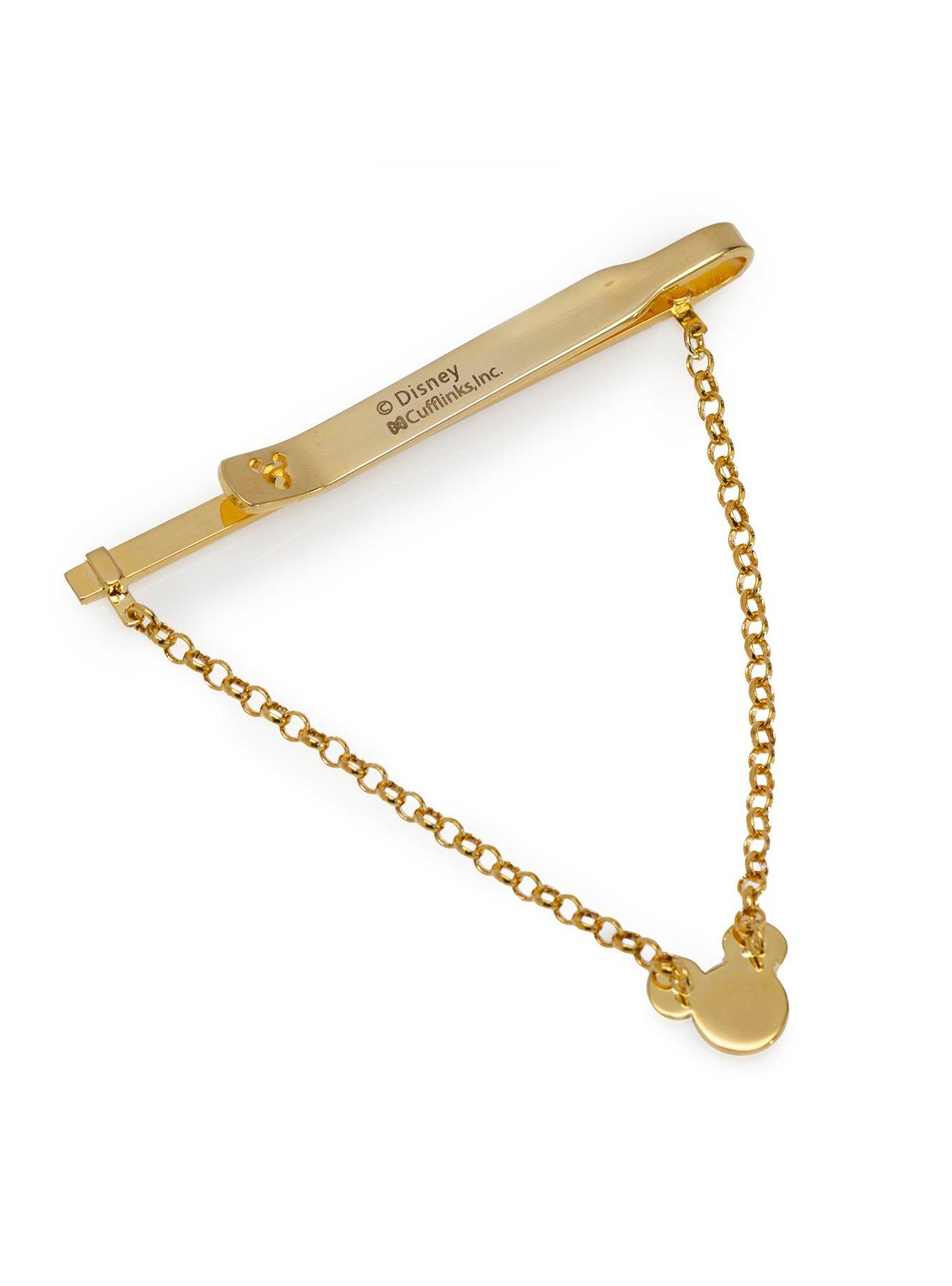 Disney Mickey Mouse Gold Crystal Chain Tie Bar, , alternate