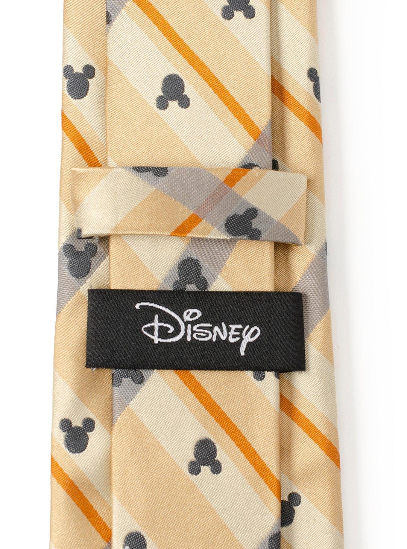 Disney Mickey Mouse Silhouette Tan Plaid Tie