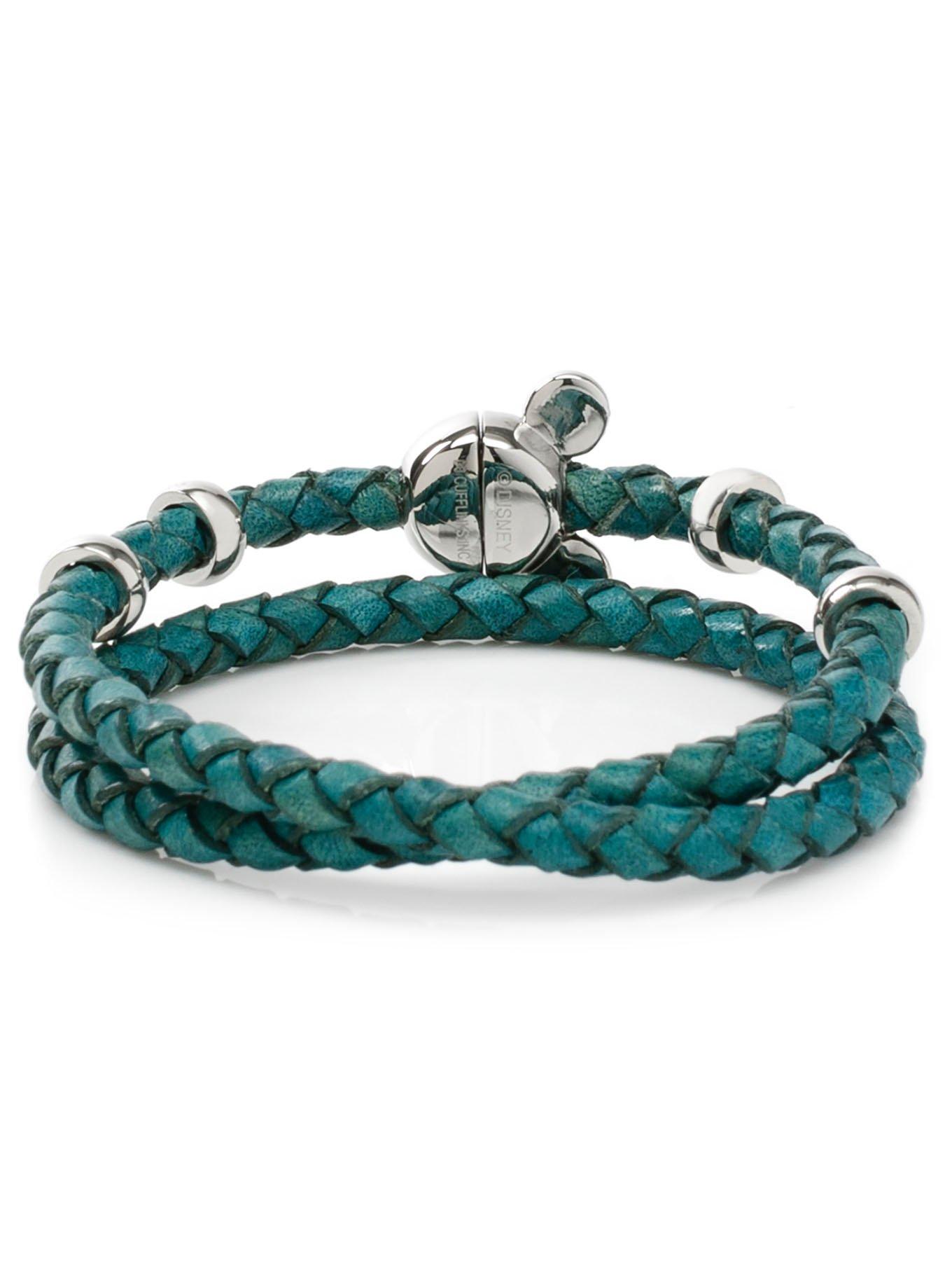 Disney Mickey Mouse Teal Double Wrapped Leather Bracelet, , hi-res