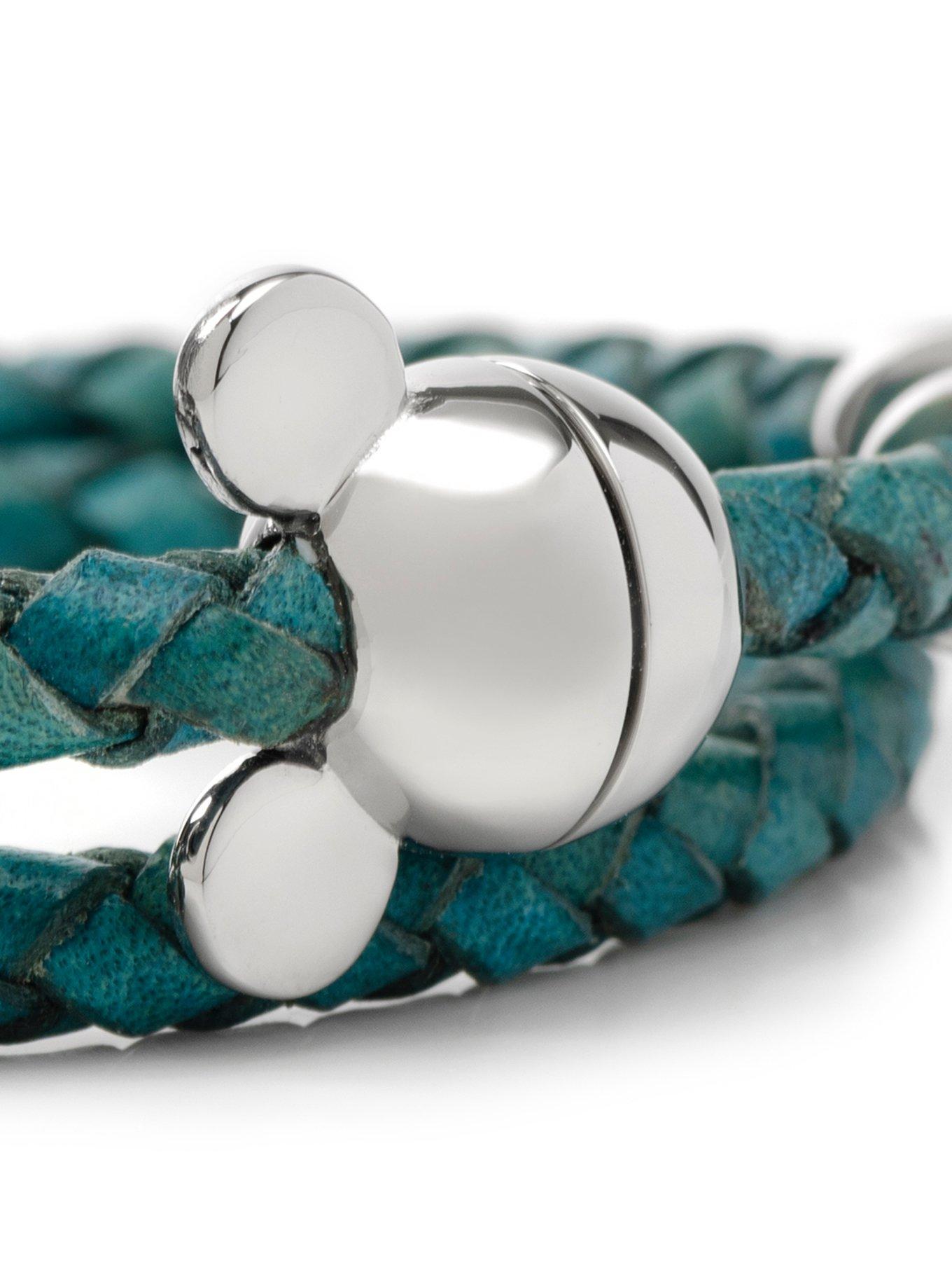 Disney Mickey Mouse Teal Double Wrapped Leather Bracelet, , alternate