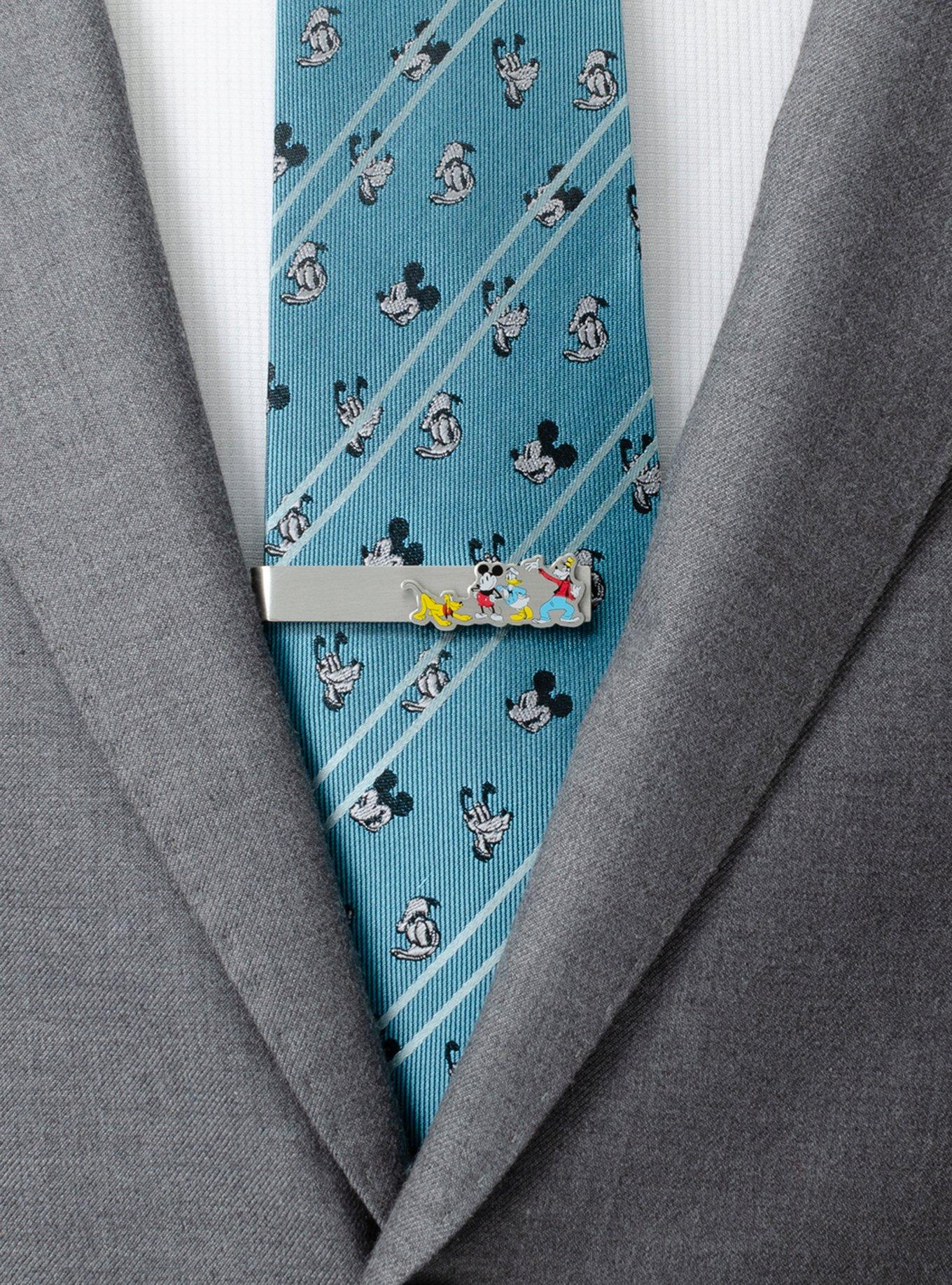 Disney Mickey Mouse and Friends Printed Silver Tie Bar, , alternate