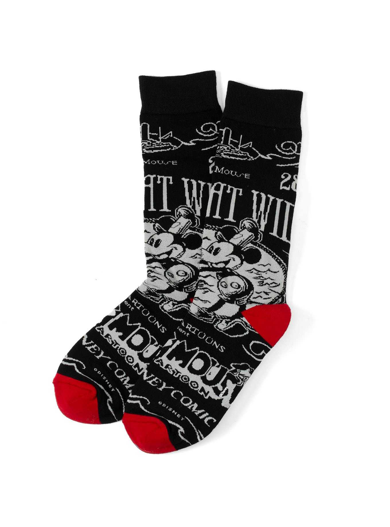 Disney100 Steamboat Willie Vintage Black Socks, , hi-res