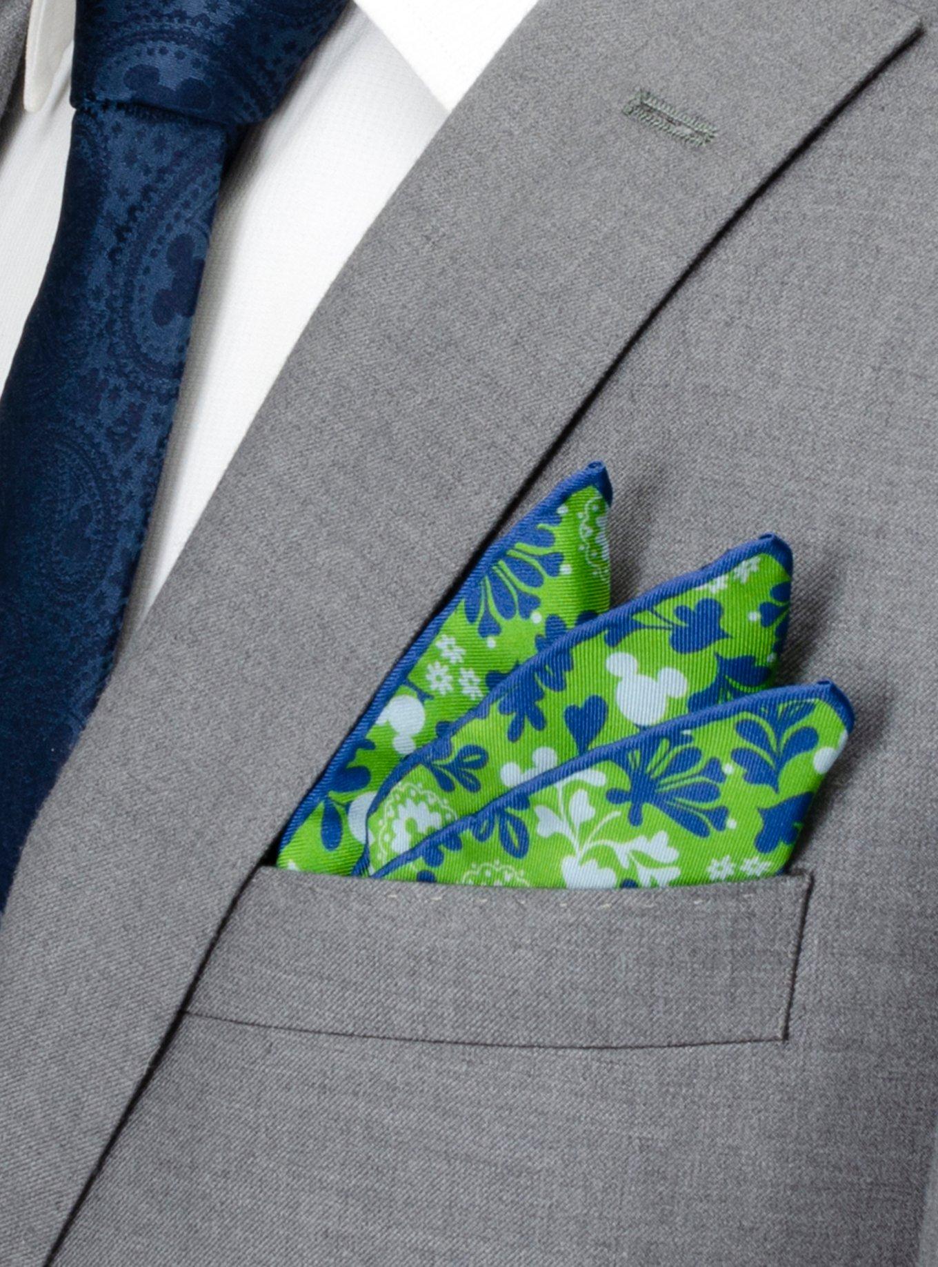 Disney Mickey Mouse Floral Green Pocket Square, , alternate