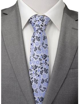 Disney Mickey Mouse Silhouette Floral Blue White Tie, , hi-res