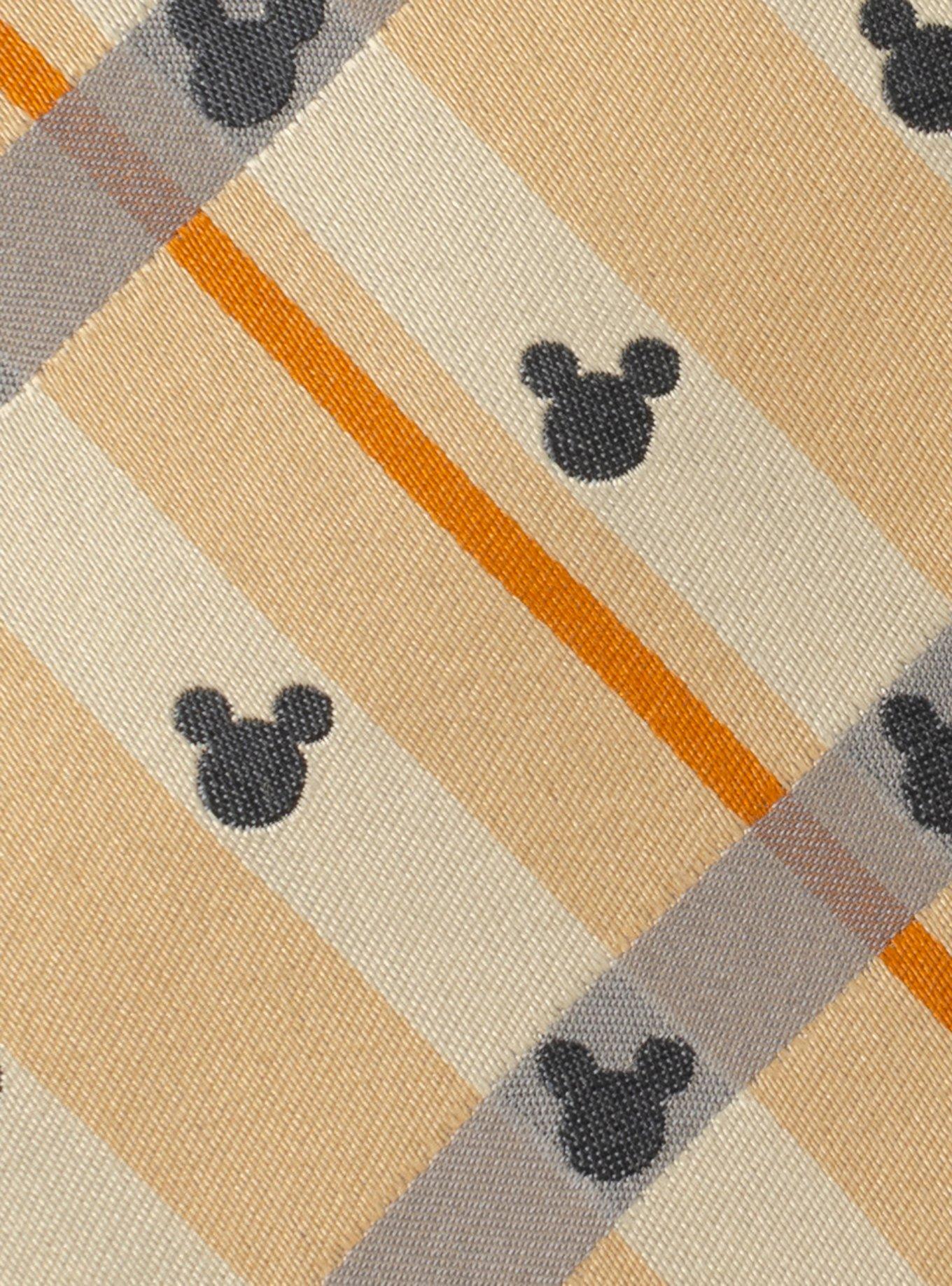 Disney Mickey Mouse Silhouette Tan Plaid Tie, , alternate