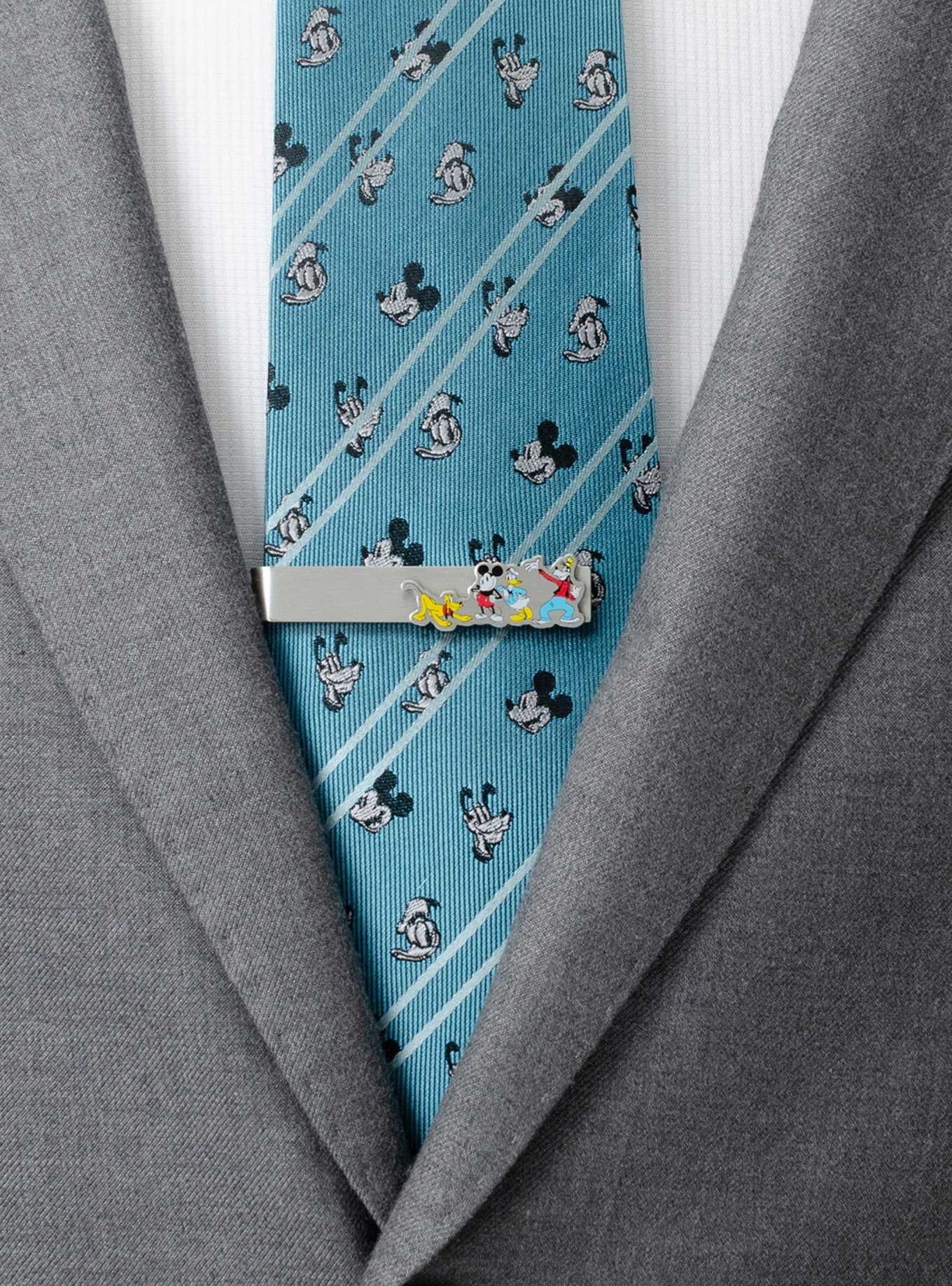 Disney Mickey Mouse and Friends Printed Silver Tie Bar, , hi-res