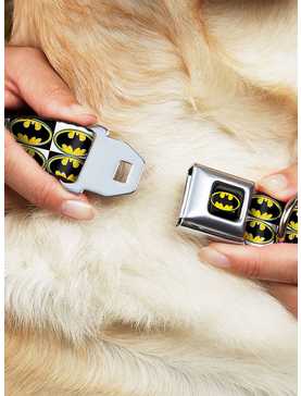 DC Comics Justice League Batman Shield Checkers Seatbelt Buckle Pet Collar, , hi-res