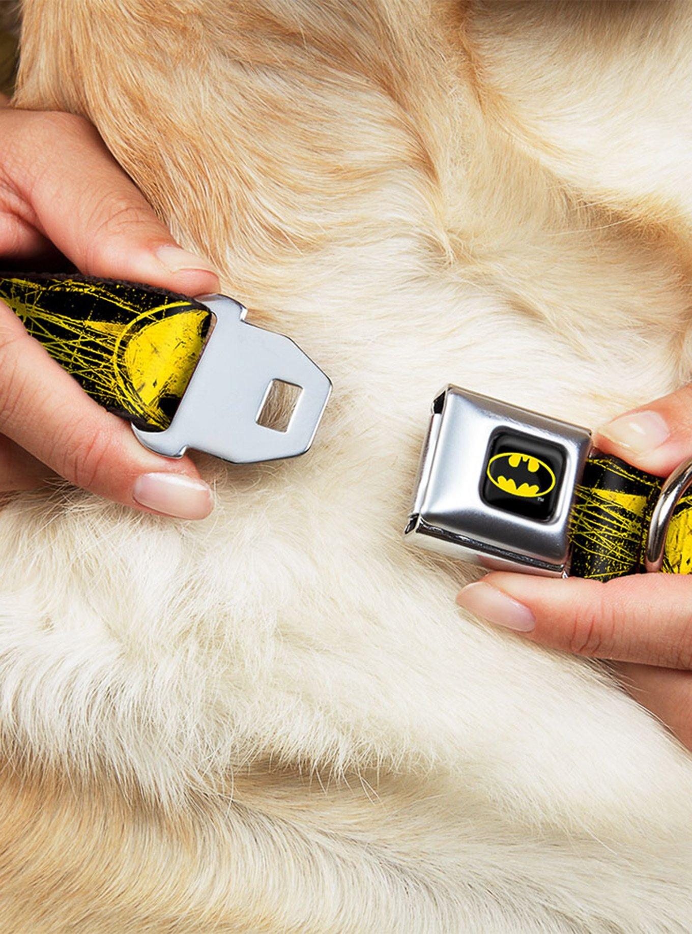 DC Comics Justice League Batman Shield Close Up Sketch Seatbelt Buckle Pet Collar, , hi-res
