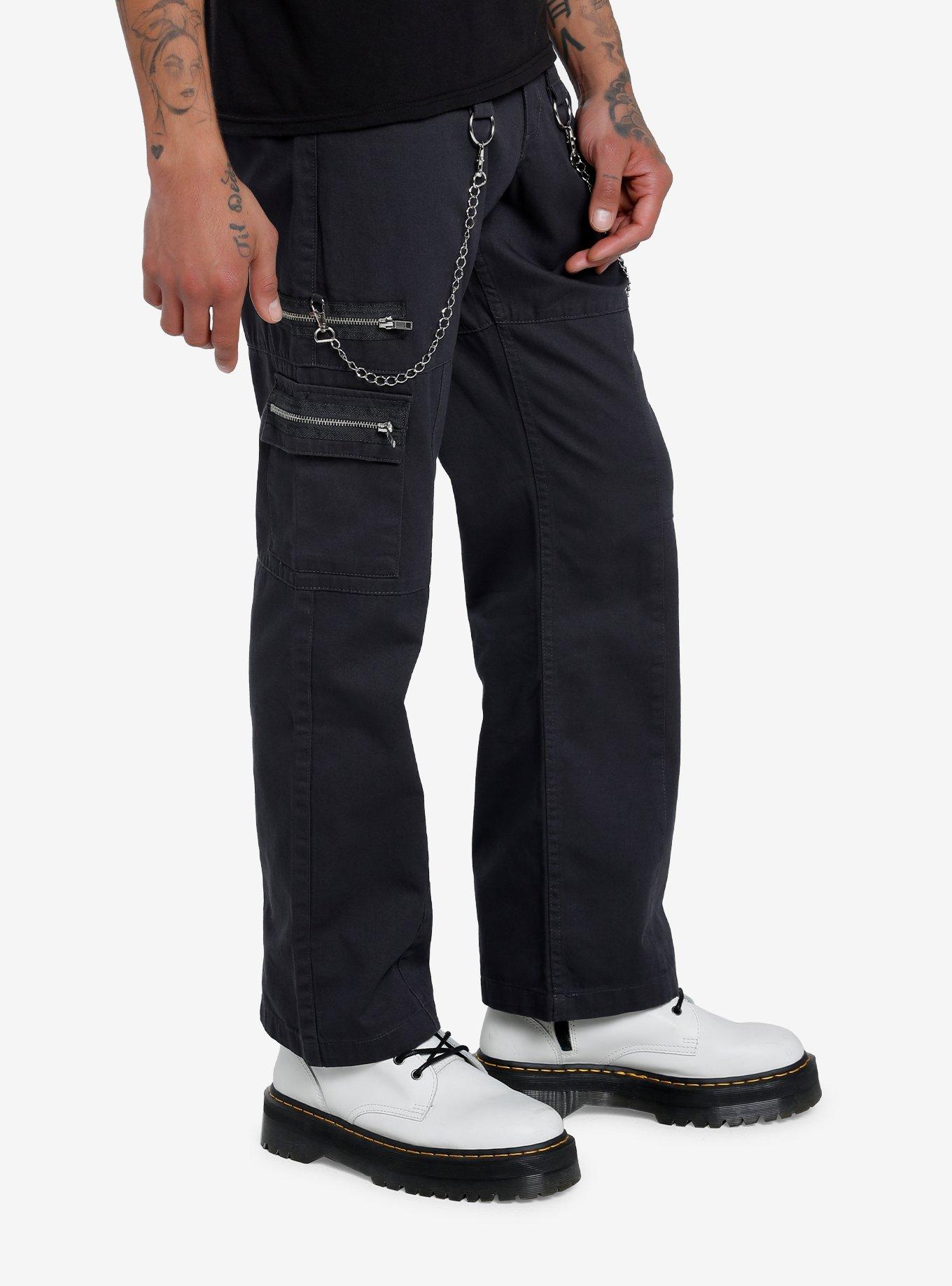 Grey Cargo Straight Leg Pants, GREY, alternate