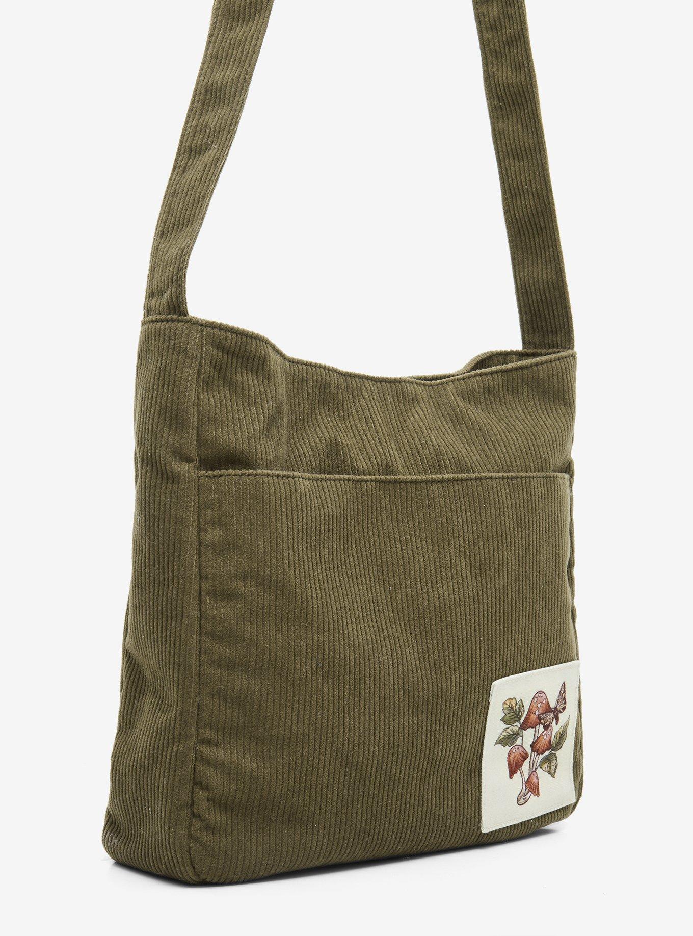 Grunge Mushroom Corduroy Crossbody Tote Bag, , hi-res