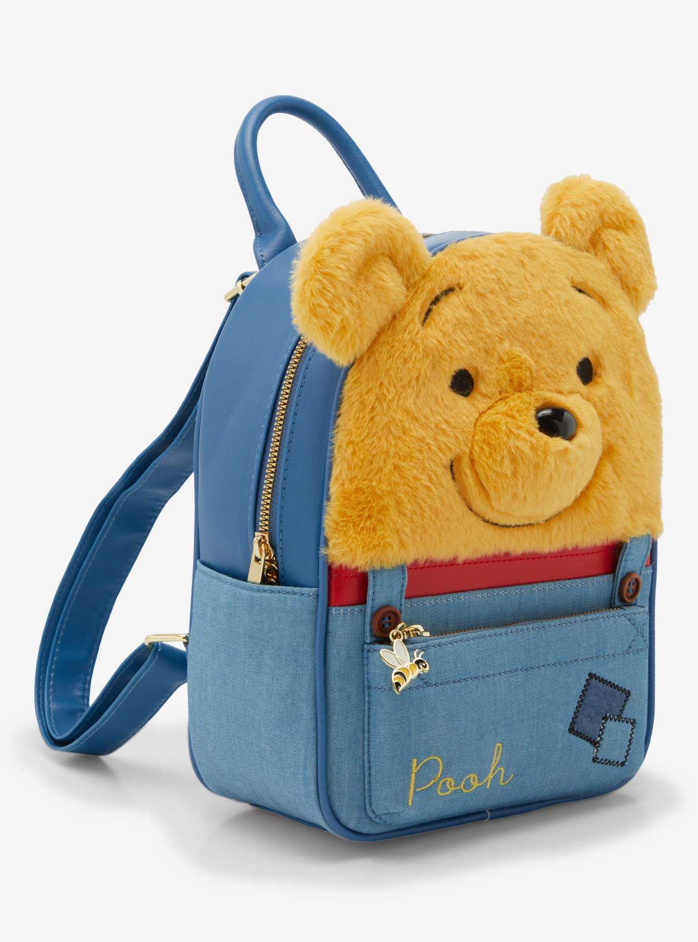 Disney Winnie The Pooh Plush Face Overalls Mini Backpack, , hi-res
