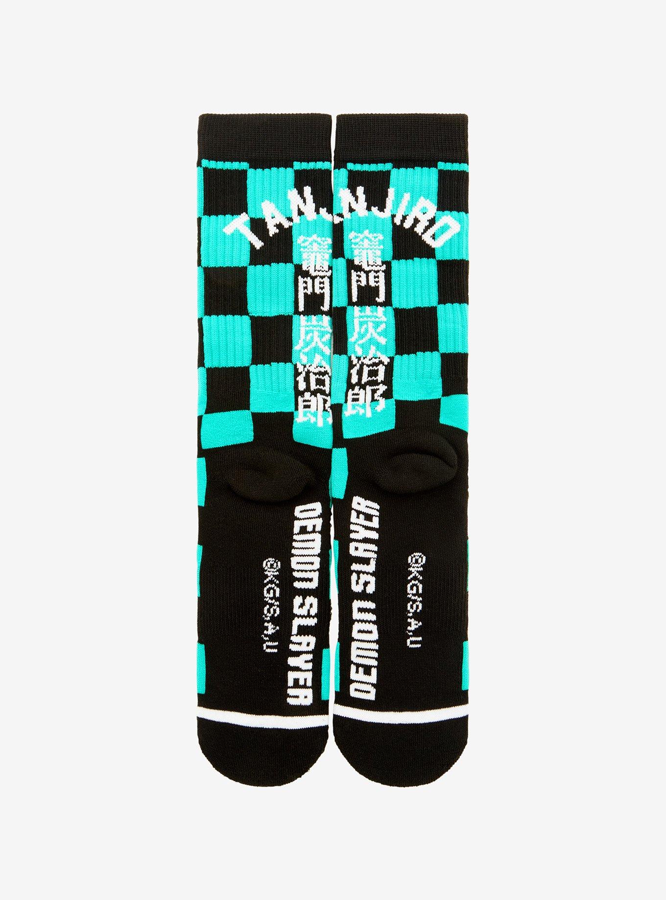 Demon Slayer: Kimetsu no Yaiba Tanjiro Kamado Checkered Crew Socks - BoxLunch Exclusive , , hi-res