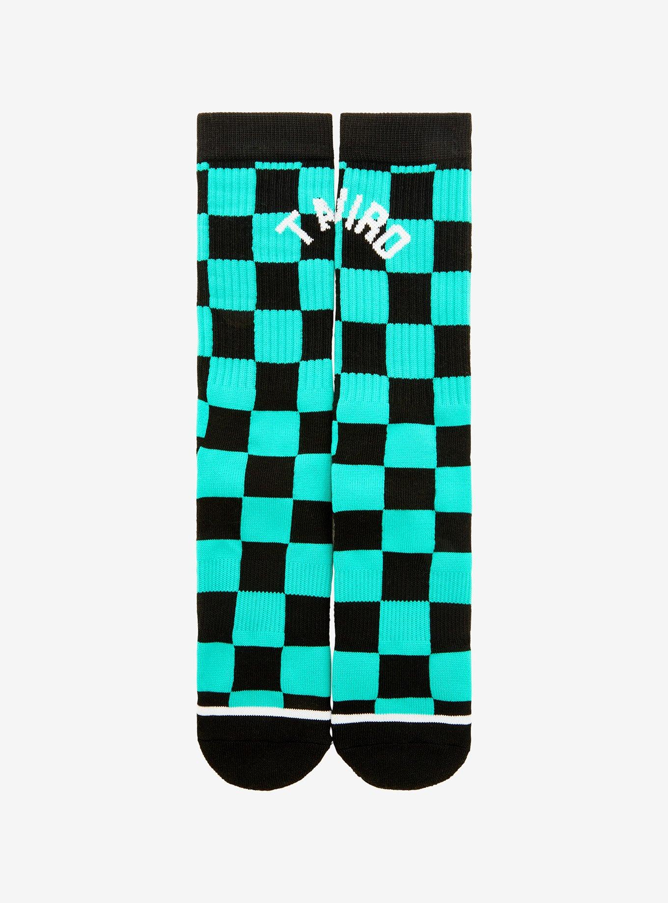Demon Slayer: Kimetsu no Yaiba Tanjiro Kamado Checkered Crew Socks - BoxLunch Exclusive , , alternate