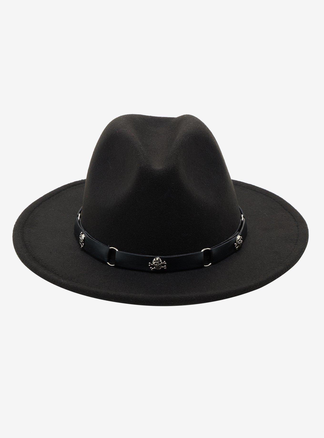 Black Skull O-Ring Fedora, , alternate