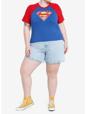 DC Comics The Flash Supergirl Logo Girls Raglan T-Shirt Plus Size, , hi-res