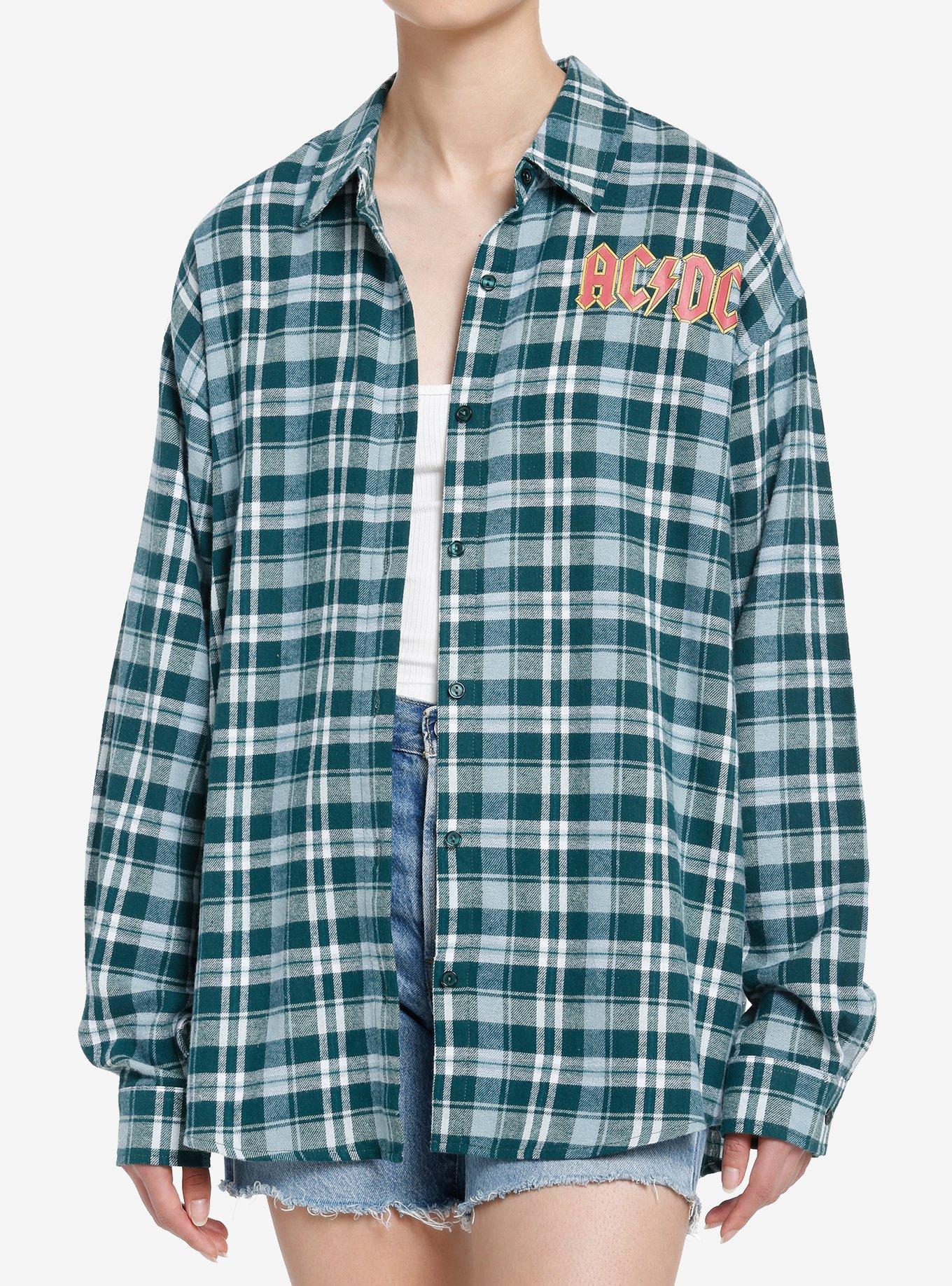 AC/DC 1979 World Tour Back Patch Girls Flannel Button-Up, , hi-res