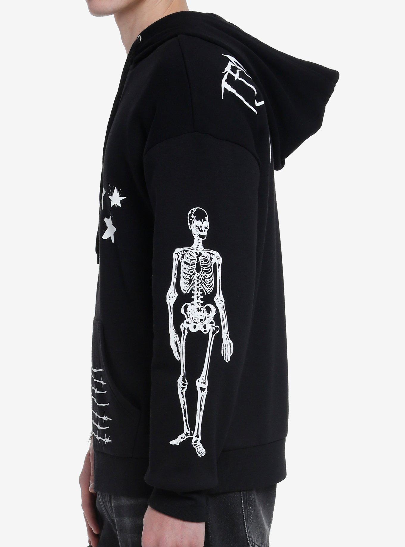 Punk Art Hoodie, BLACK  WHITE, alternate
