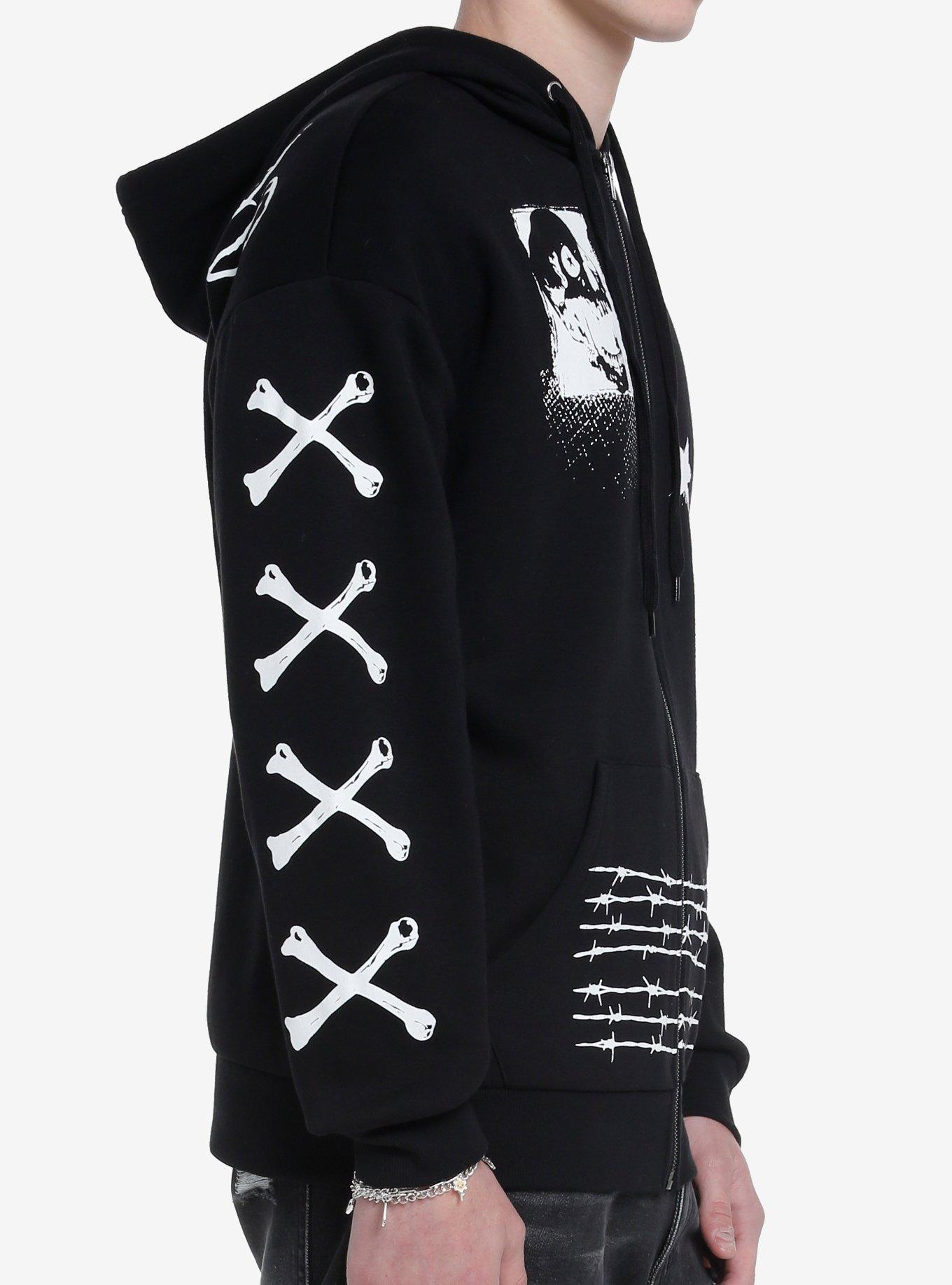 Punk Art Hoodie, BLACK  WHITE, alternate