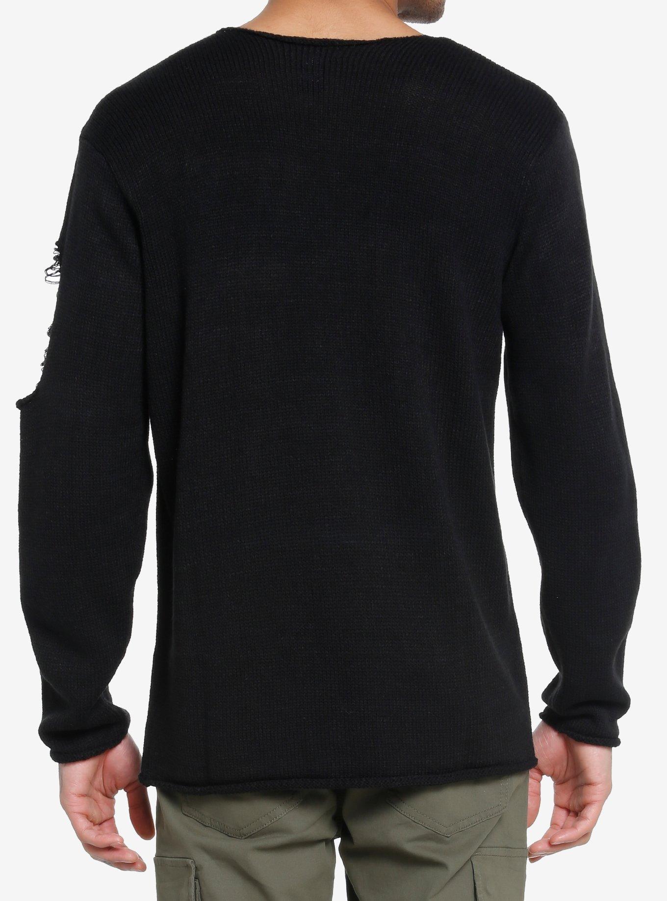 Black Destructed Sweater, BLACK, alternate
