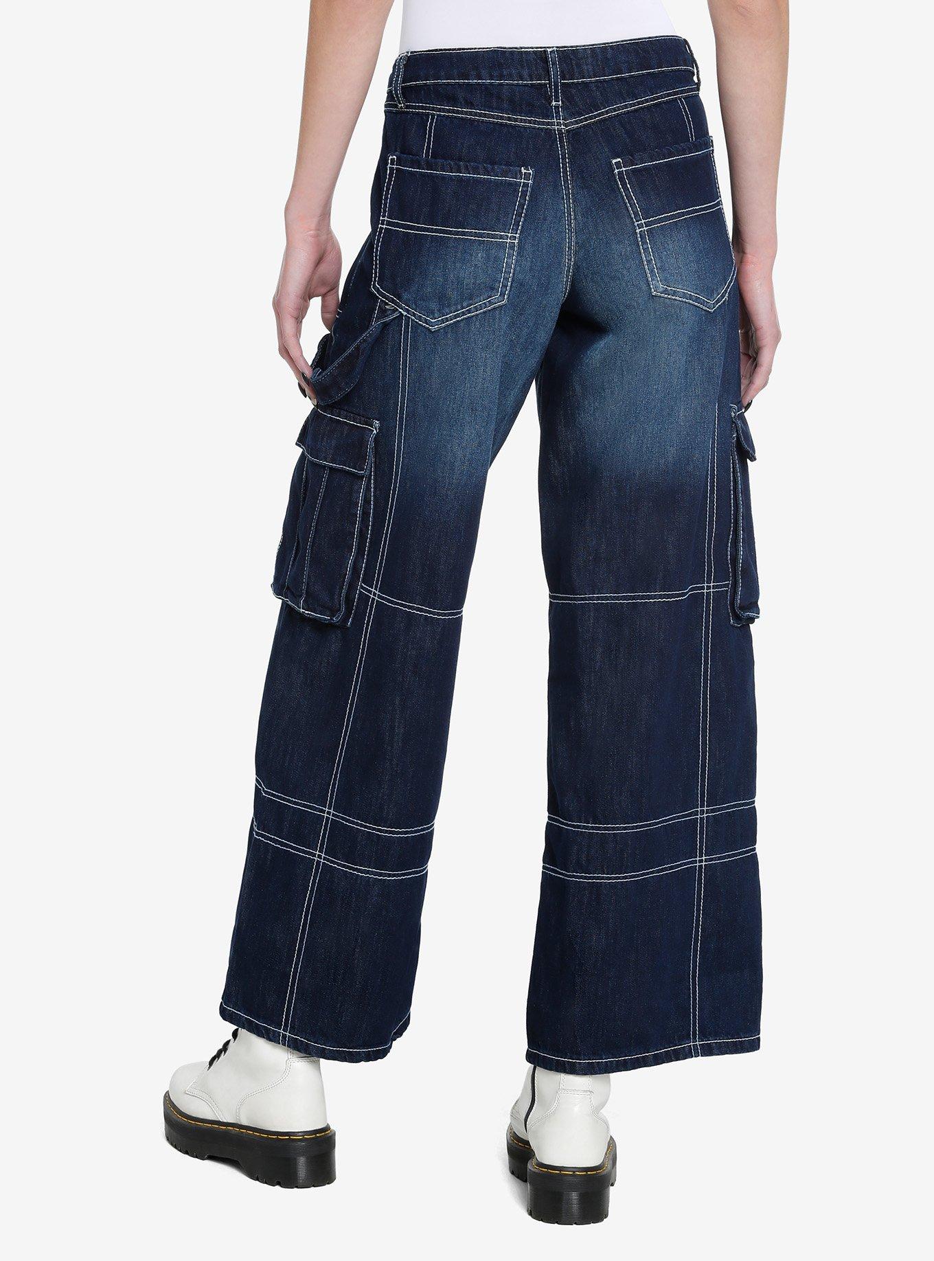 Dark Wash Wide Leg Carpenter Pants, INDIGO, alternate - view 2