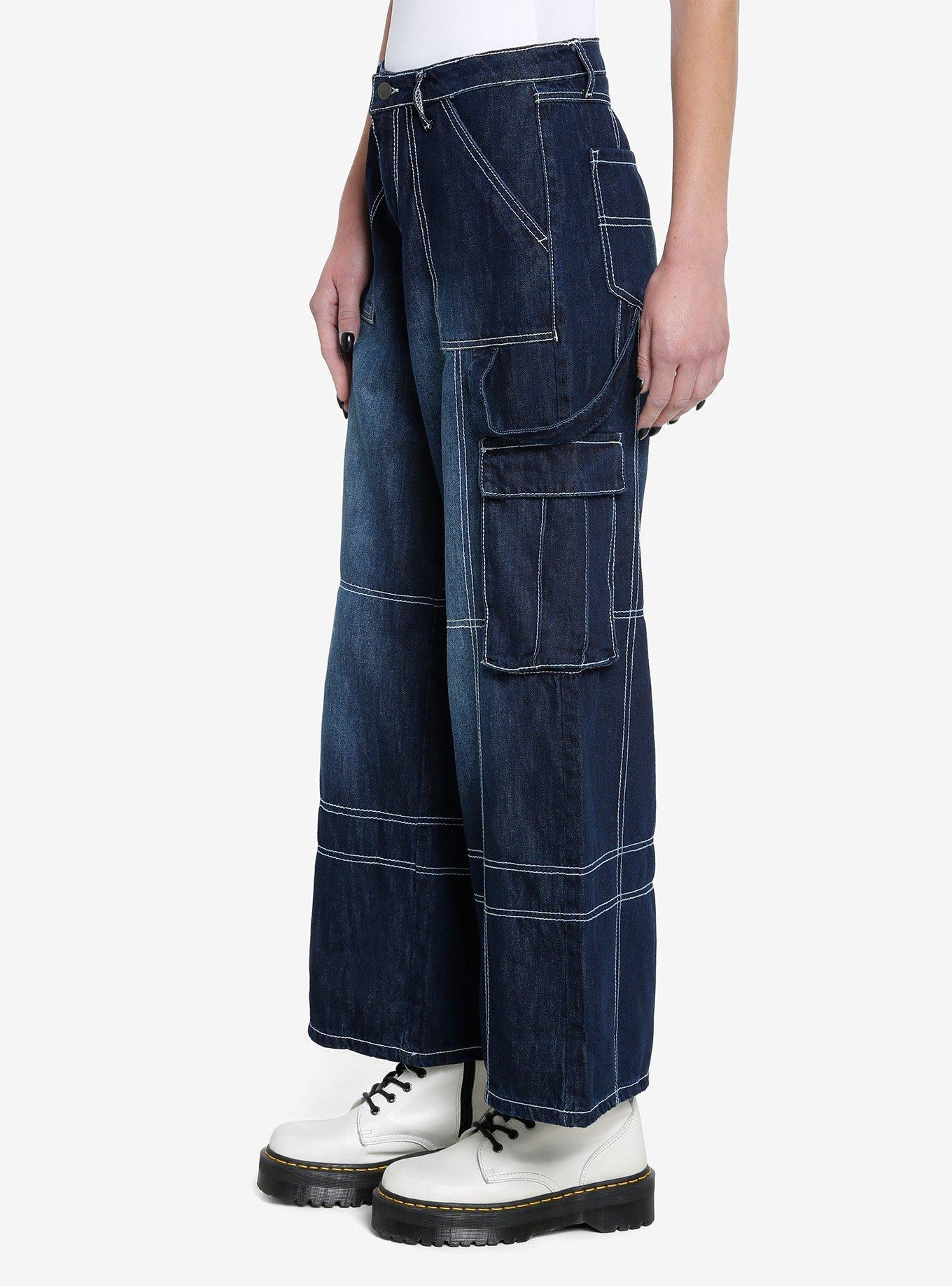 Dark Wash Wide Leg Carpenter Pants, INDIGO, alternate - view 3