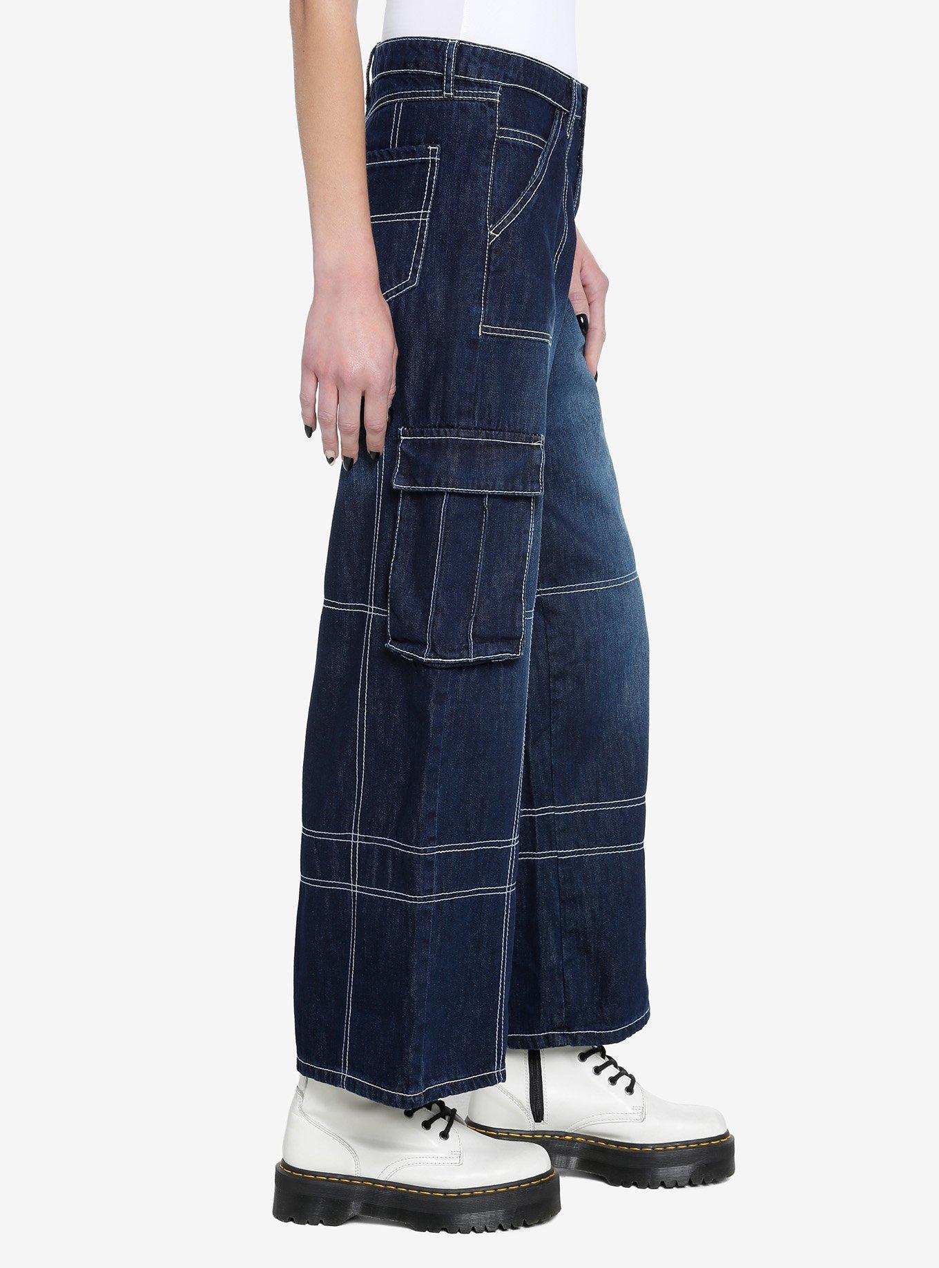 Dark Wash Wide Leg Carpenter Pants, INDIGO, alternate - view 4
