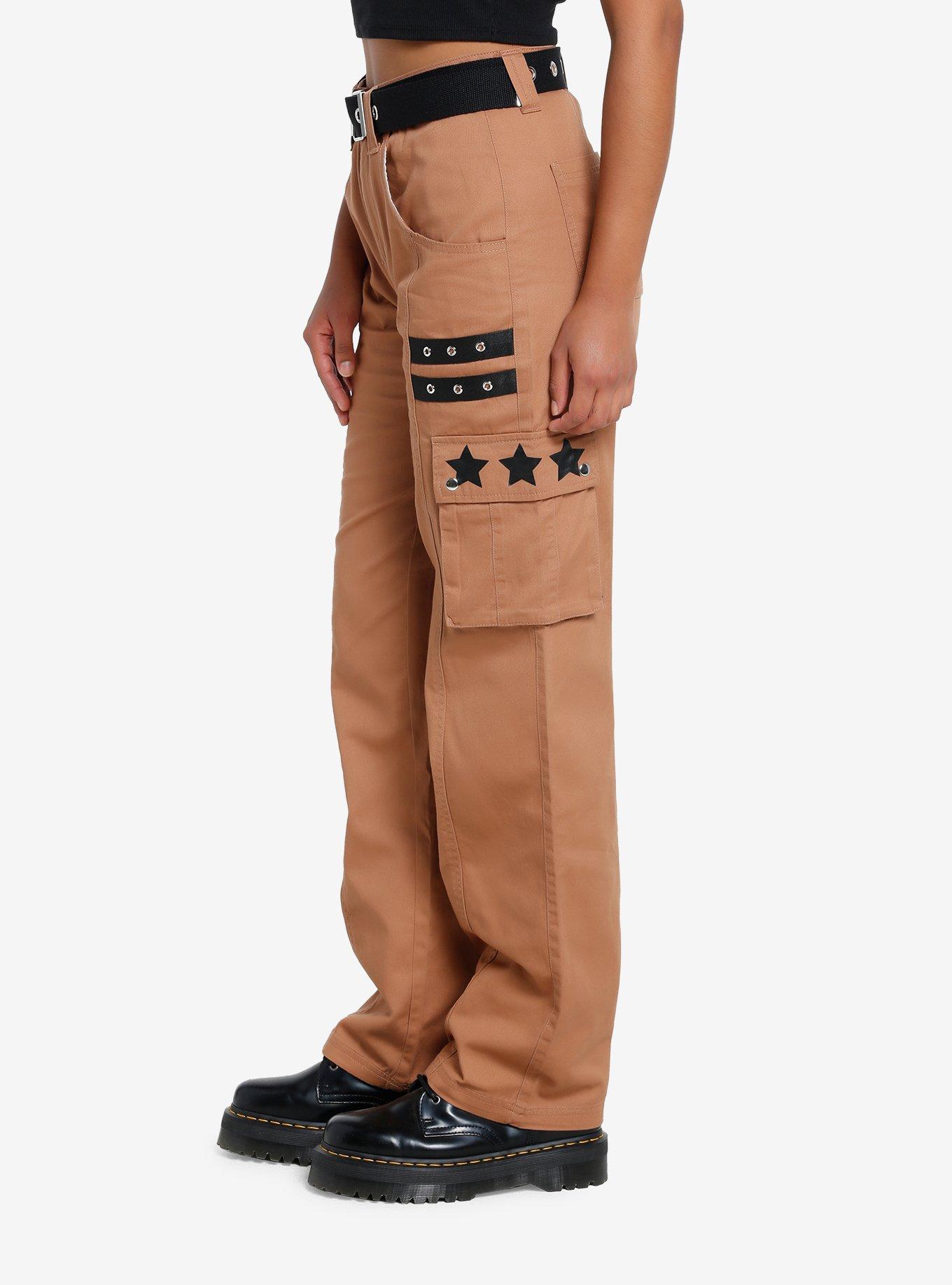 Social Collision Grommets & Stars Girls Cargo Pants, BROWN, alternate