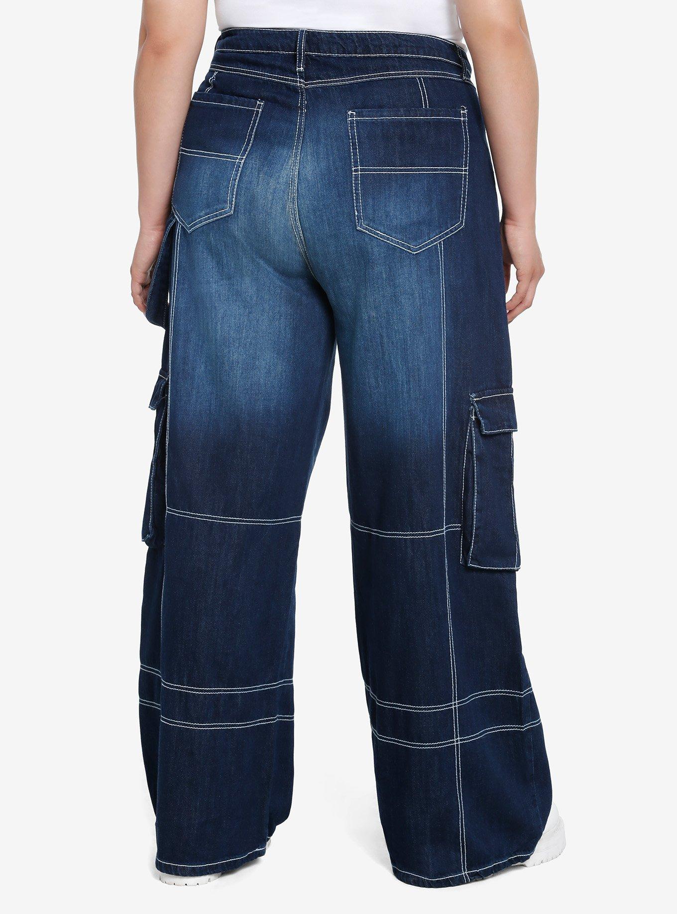 Dark Wash Wide Leg Carpenter Pants Plus Size | Hot Topic