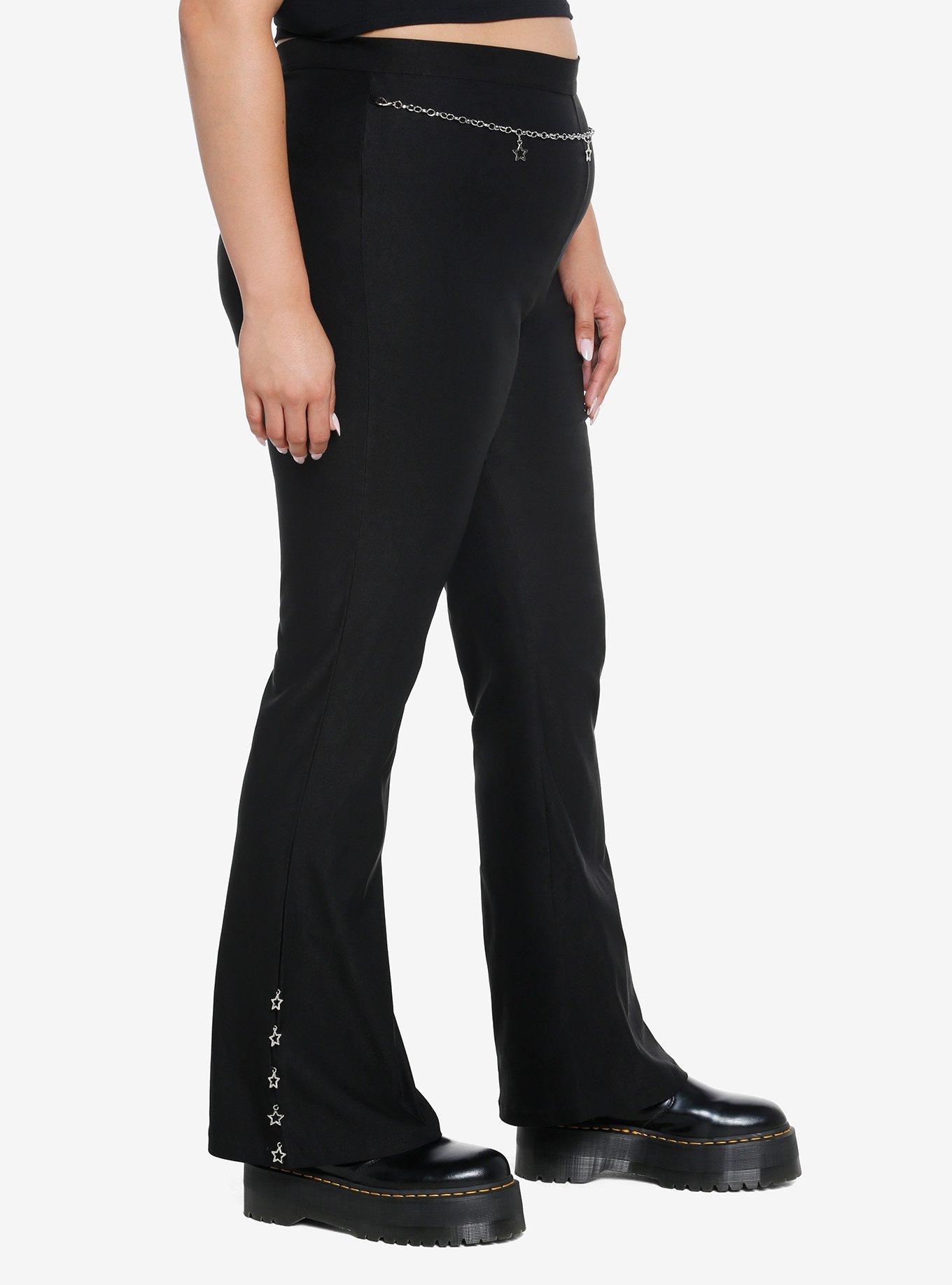 Star Chain Flare Leggings Plus Size, BLACK, alternate