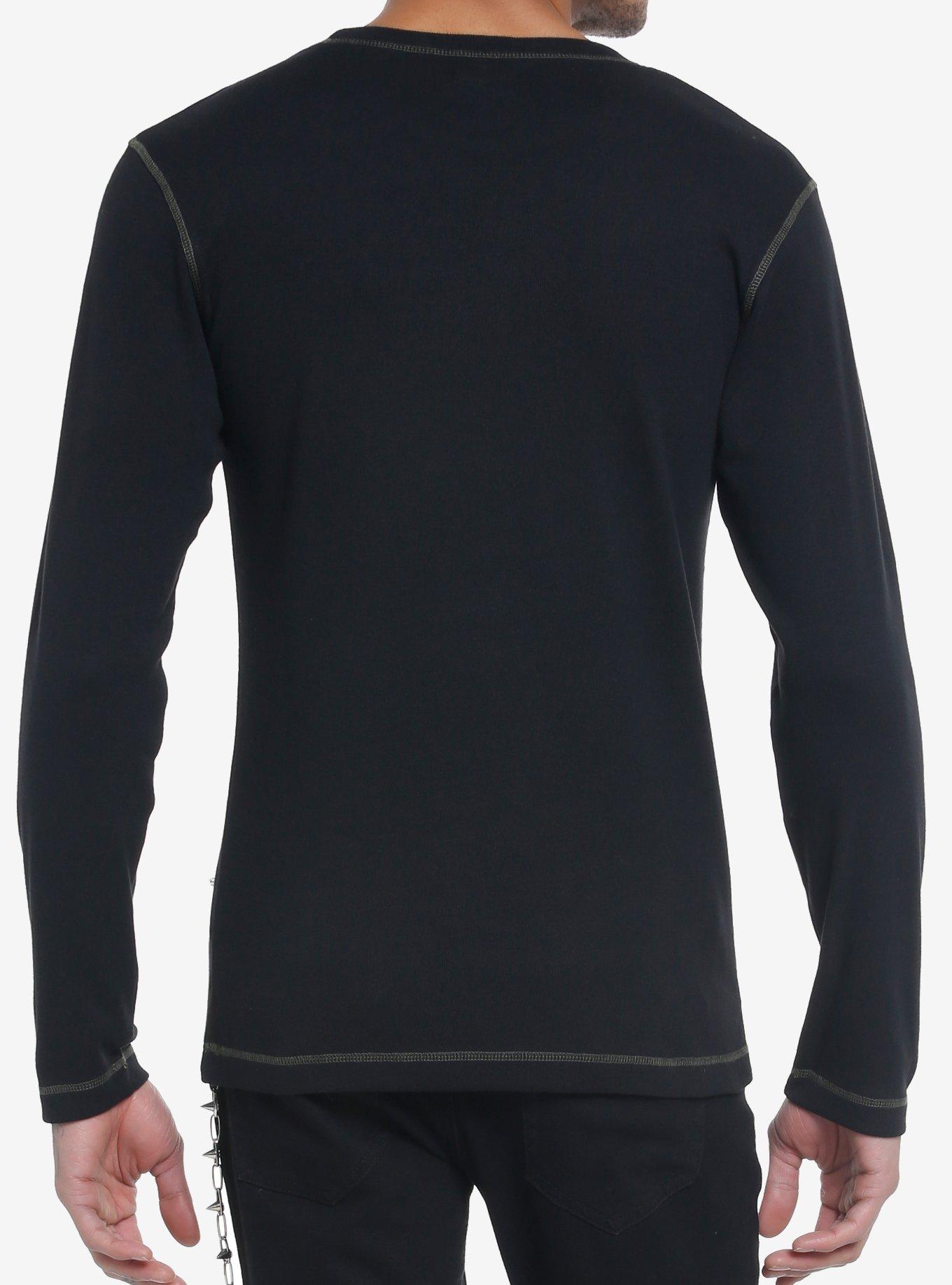 Black & Green Star Long-Sleeve Knit Top, BLACK  GREEN, alternate