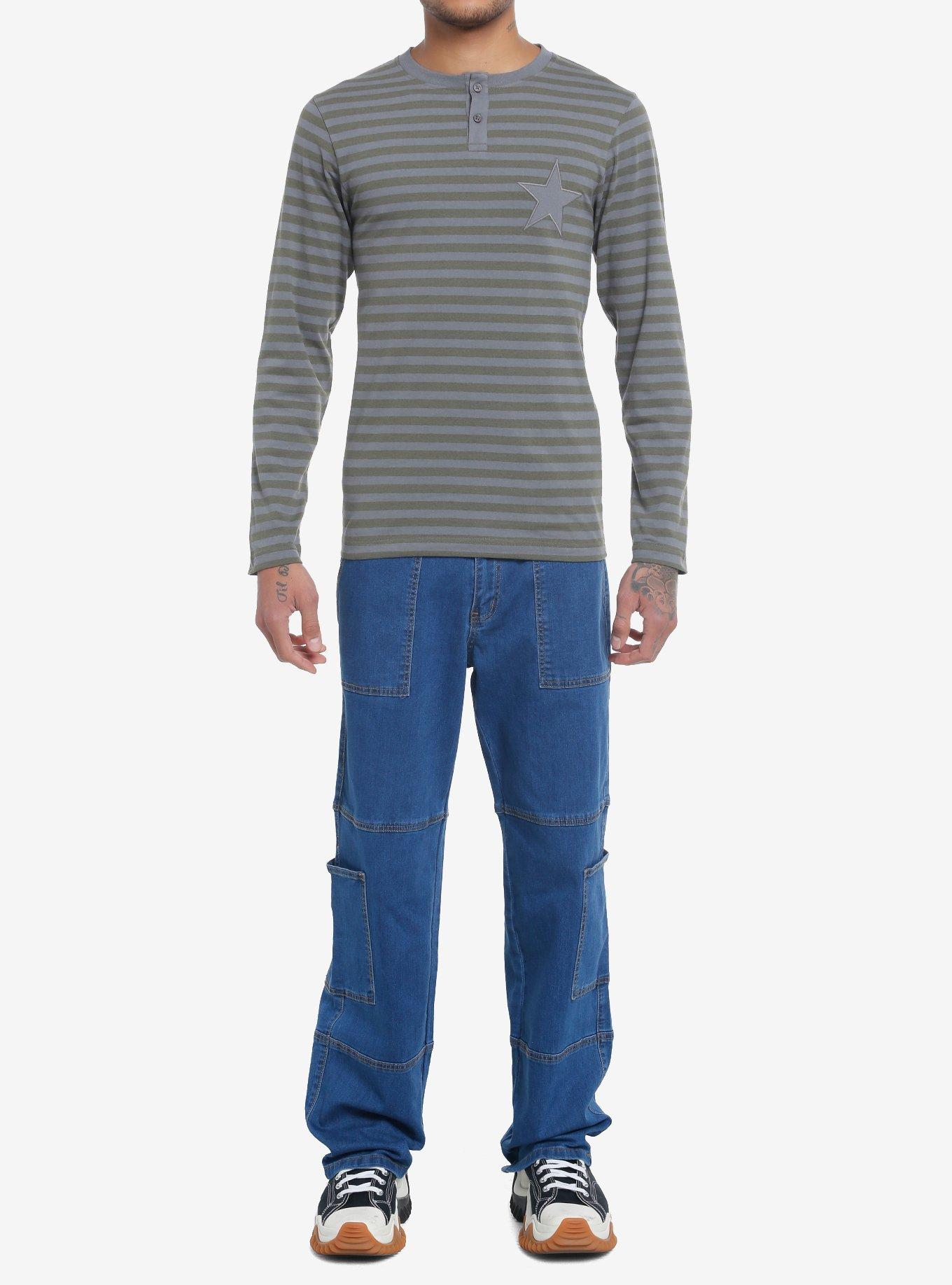 Grey & Green Stripe Star Long-Sleeve T-Shirt, GREEN, alternate