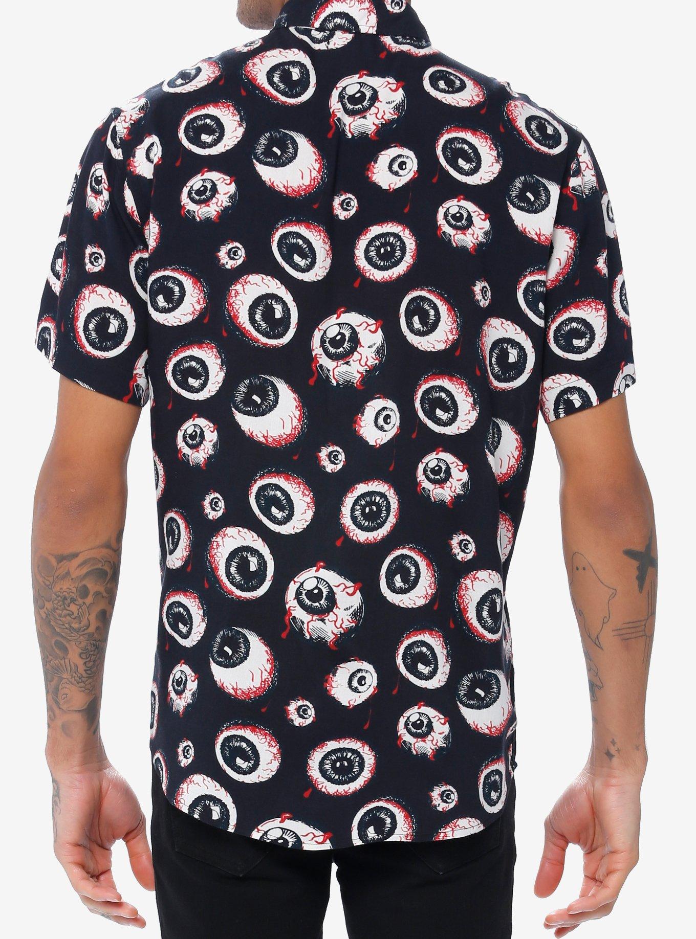 Red Eye Woven Button-Up, BLACK  RED, alternate