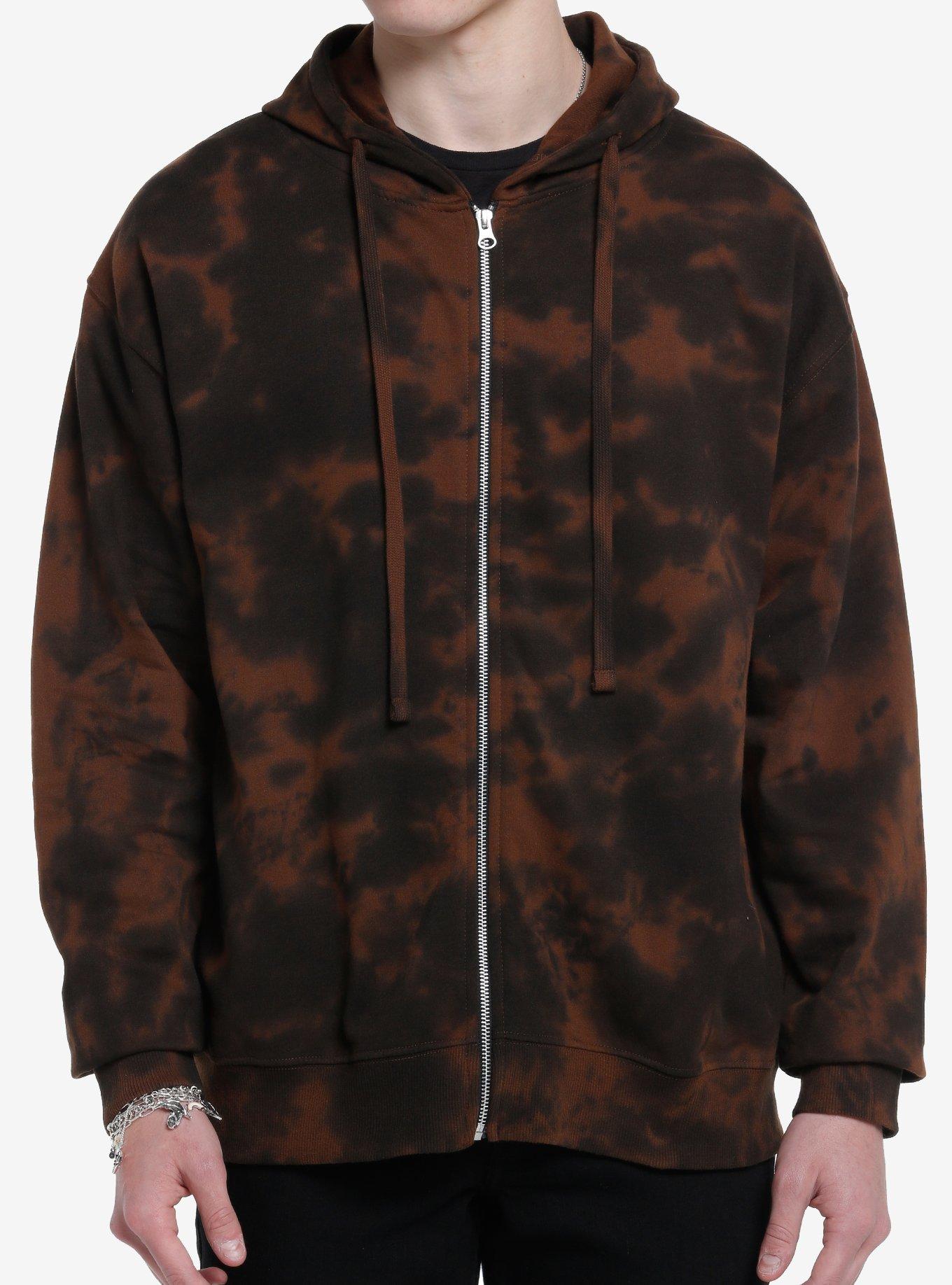 Skeleton Wings Brown Tie-Dye Hoodie, BROWN, alternate