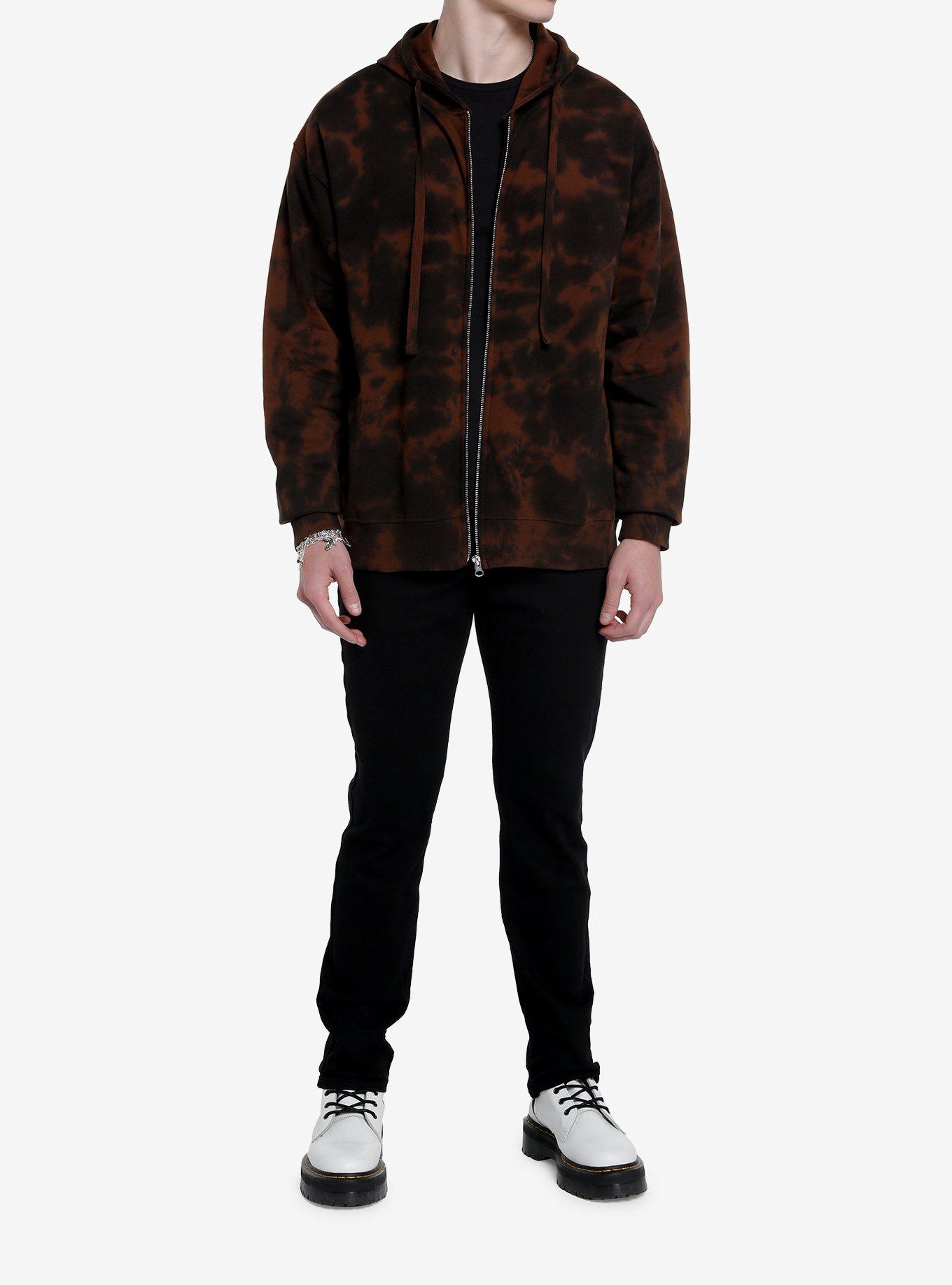 Skeleton Wings Brown Tie-Dye Hoodie, BROWN, alternate
