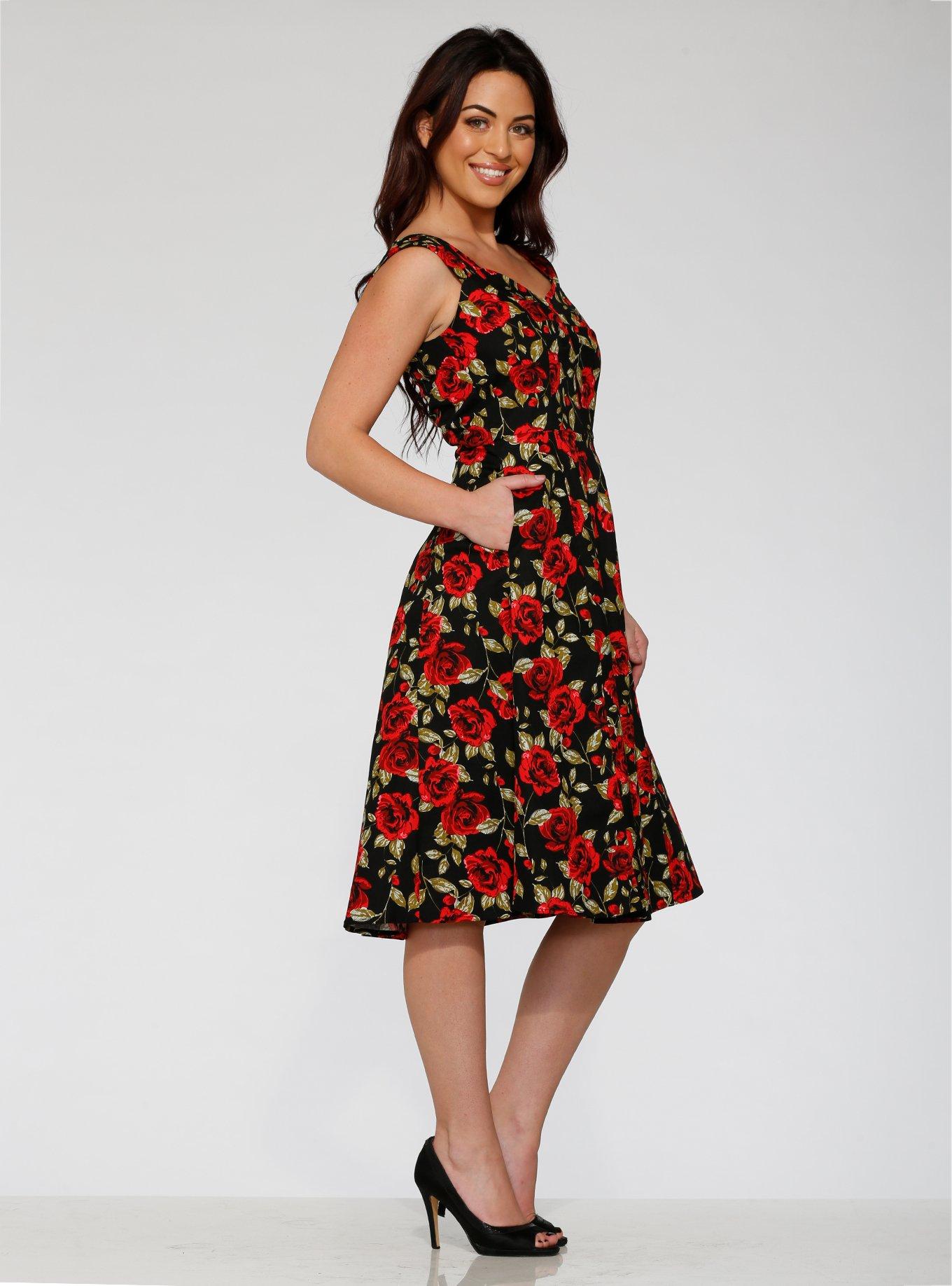 Black Red Rose Dress, BLACK, alternate