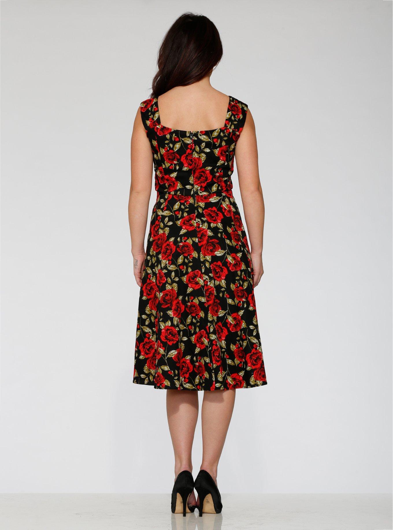 Black Red Rose Dress, BLACK, alternate