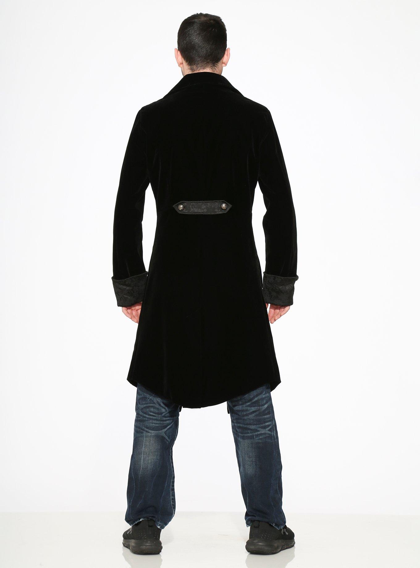 Black Velvet Mens Coat, BLACK, alternate