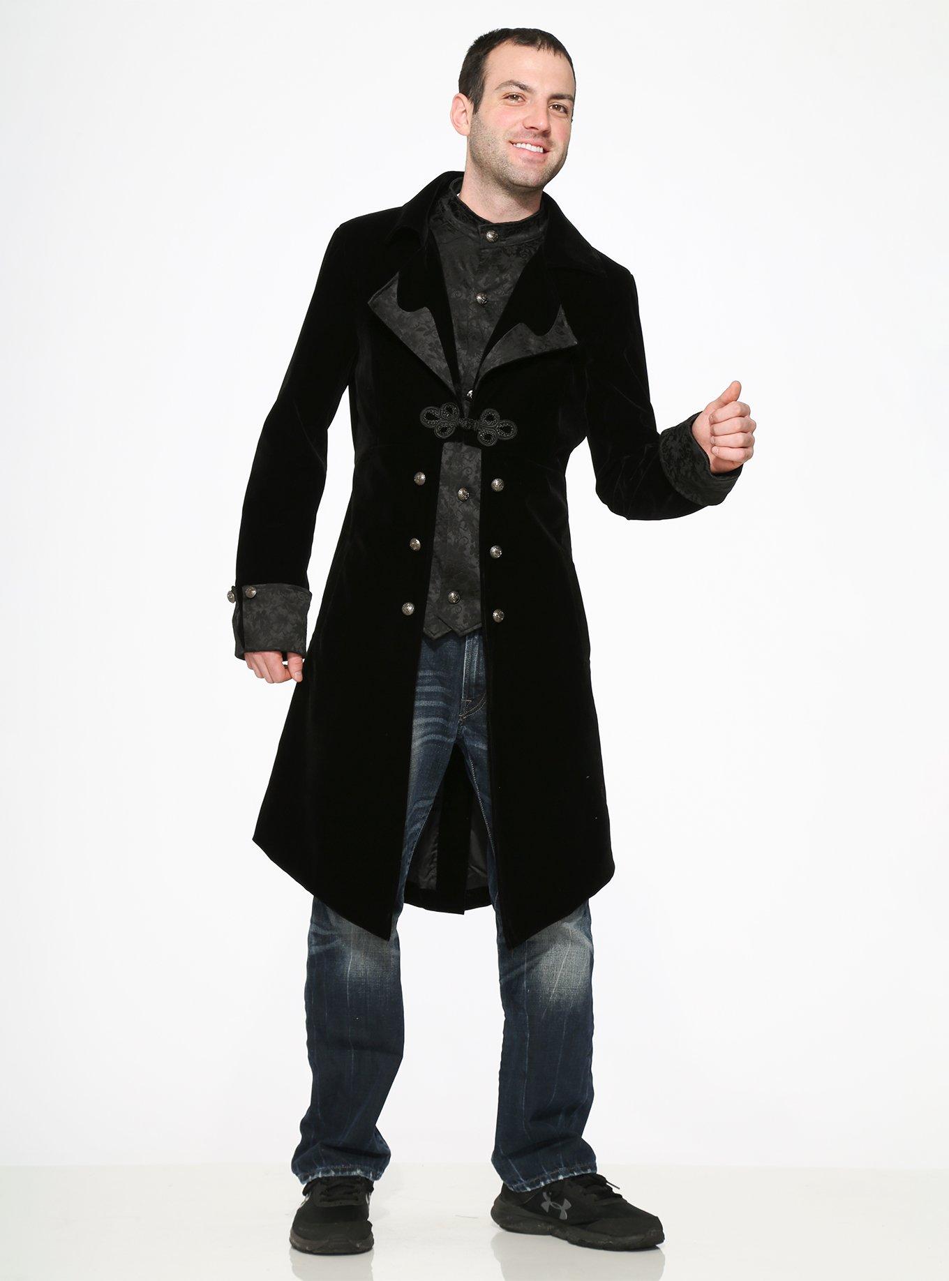 Black Velvet Mens Coat, BLACK, alternate