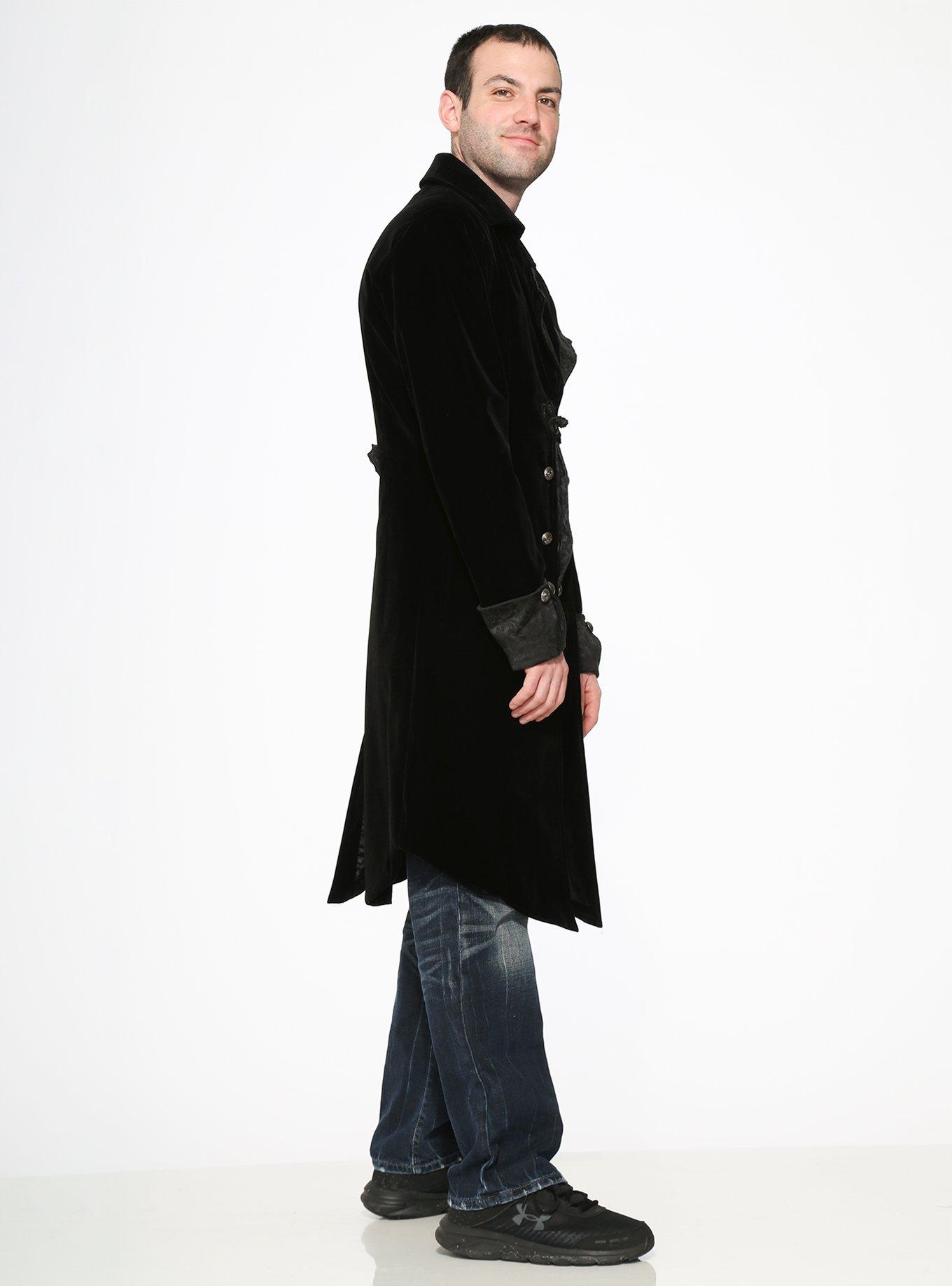 Black Velvet Mens Coat, BLACK, alternate