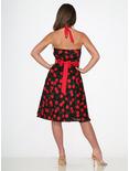 Black Red Cherry Halter Dress, BLACK, alternate