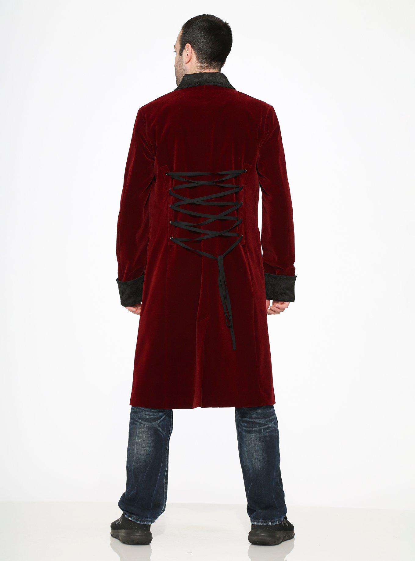 Burgundy Velvet Mens Coat