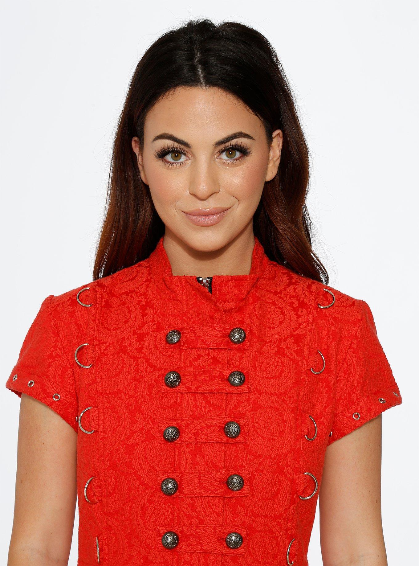 Red Jacquard HiLo Dress, RED, alternate