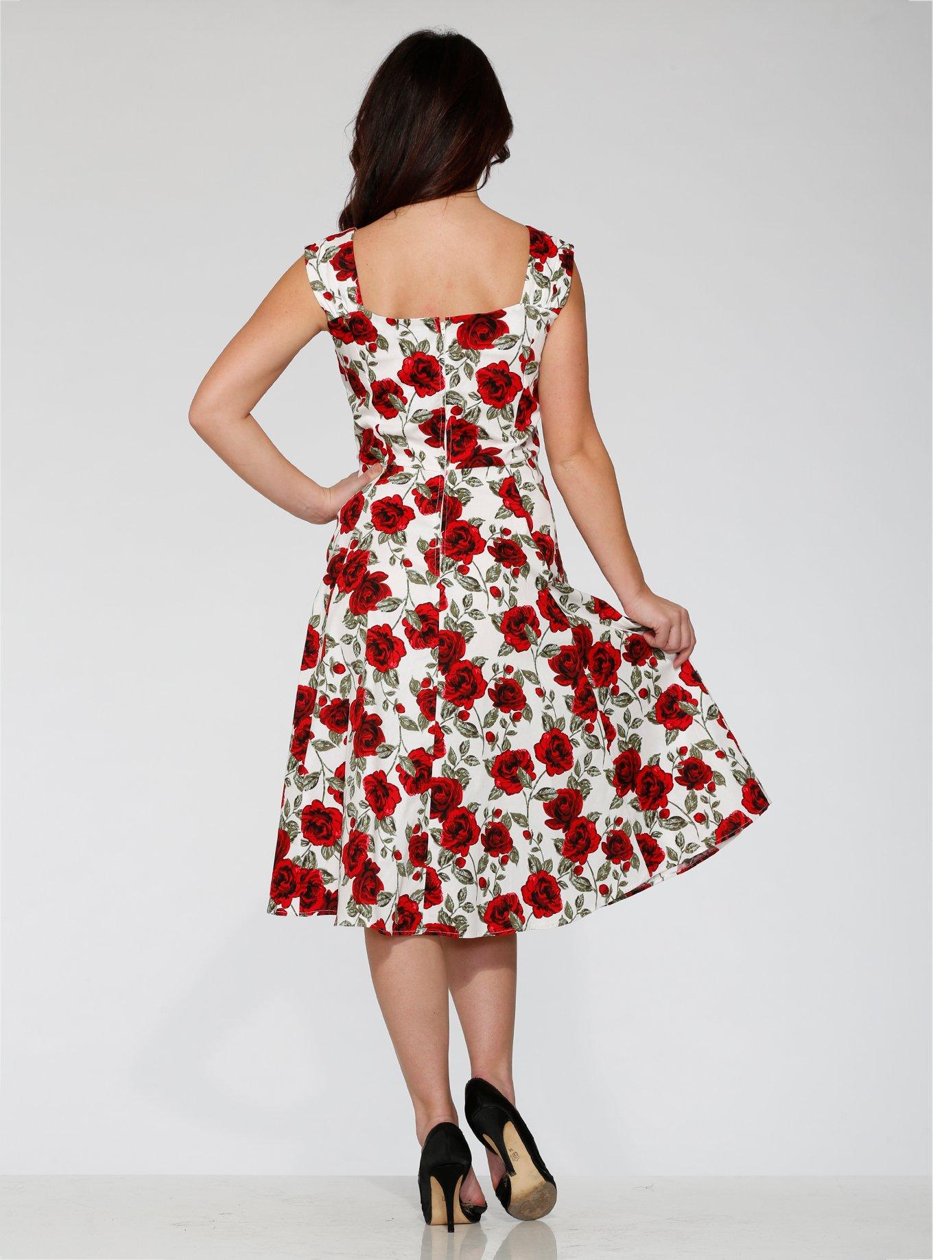 White Red Rose Dress, BRIGHT WHITE, alternate