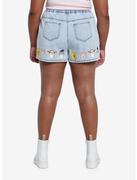 Disney Winnie The Pooh Faces Drawstring Denim Shorts Plus Size, , hi-res